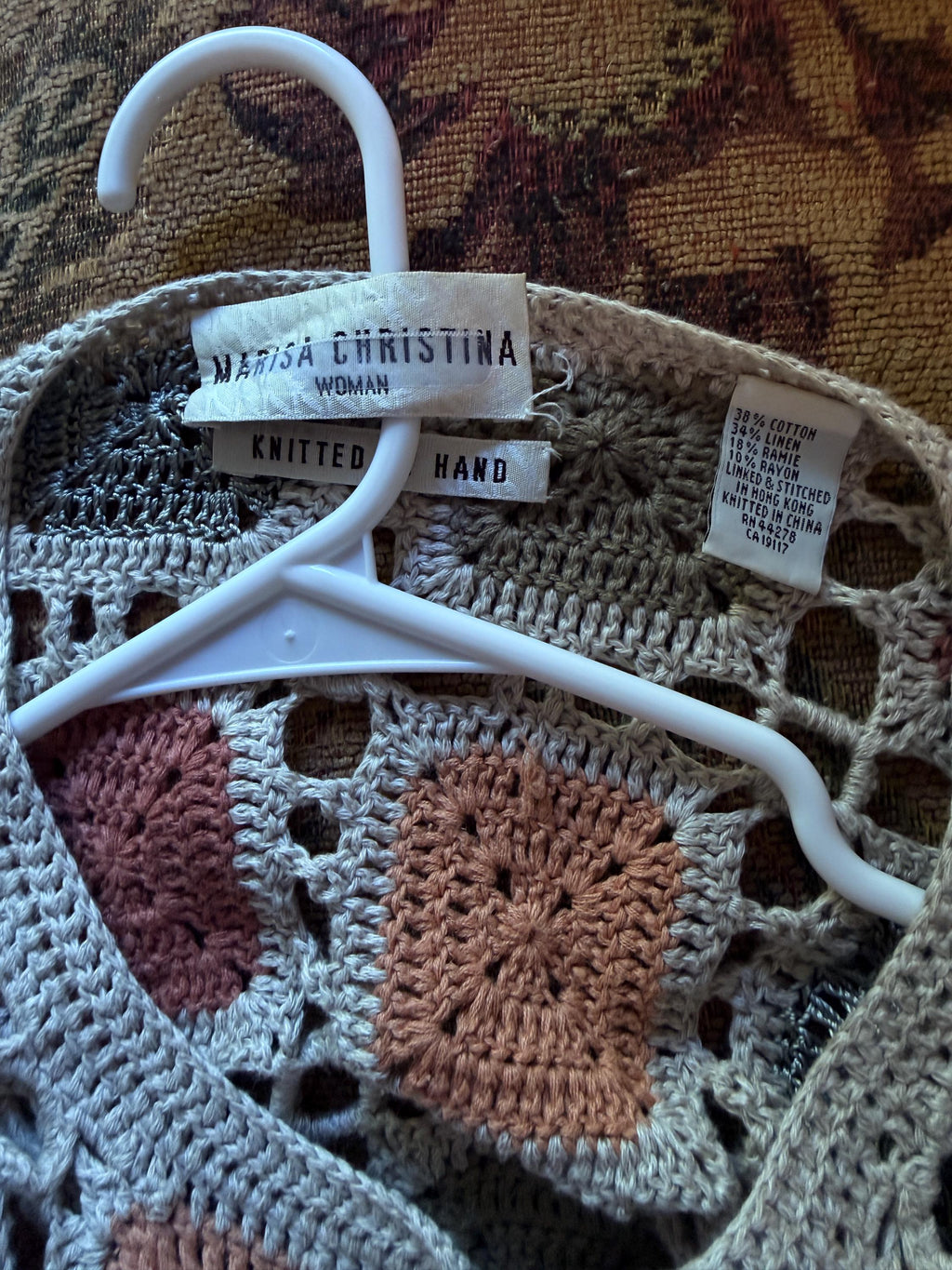 Vintage Maria Christina Hand Knit Crochet Cardigan