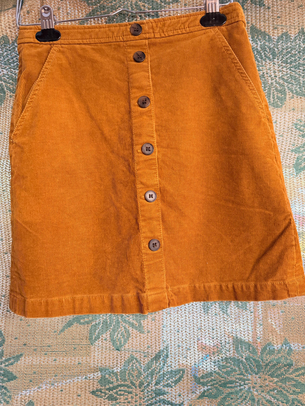 J.Crew Mustard Corduroy Mini Skirt Size 00 Button Front Fall Skirt NWT