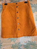 J.Crew Mustard Corduroy Mini Skirt Size 00 Button Front Fall Skirt NWT