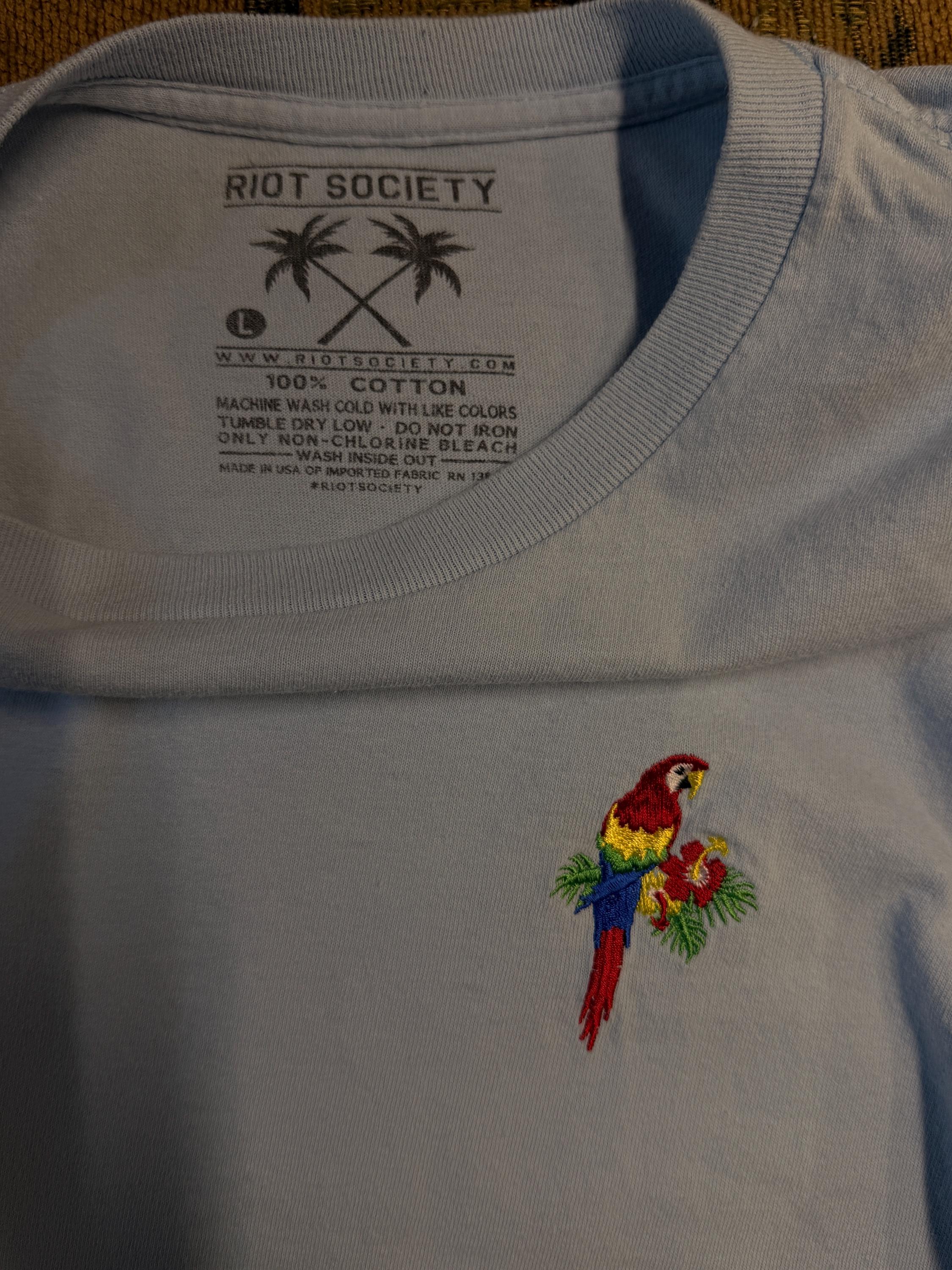Riot Society Parrot Embroidered Tee (size L)