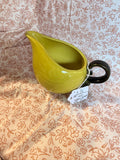 Vintage Hull Pottery Green Chartreuse Pitcher with Dark Green Handle Mid Century Art Pottery Ewer