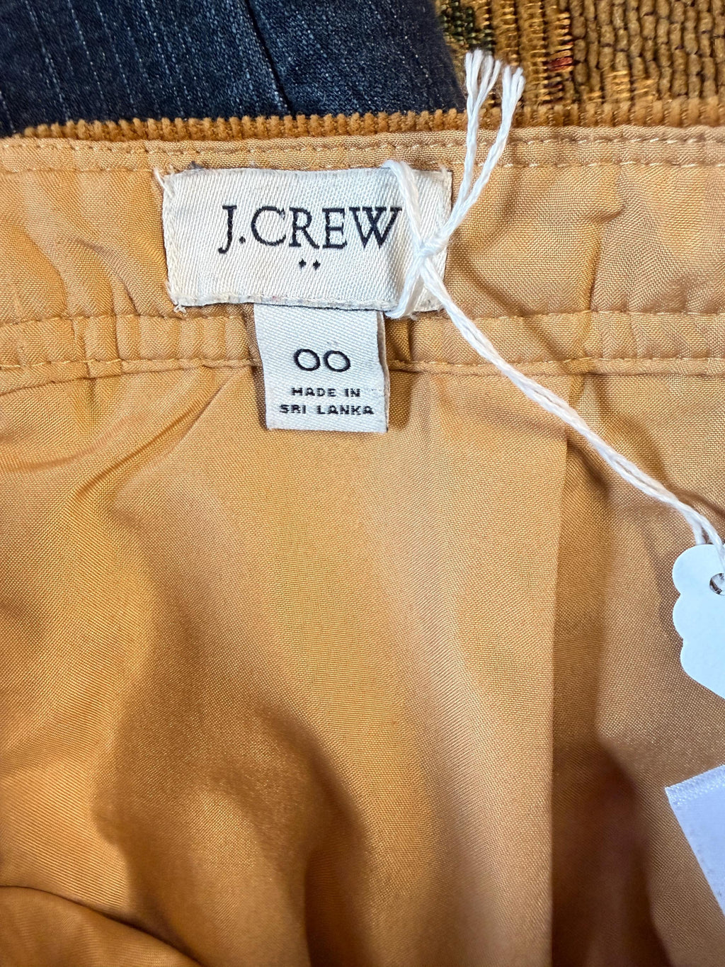 J.Crew Mustard Corduroy Mini Skirt Size 00 Button Front Fall Skirt NWT