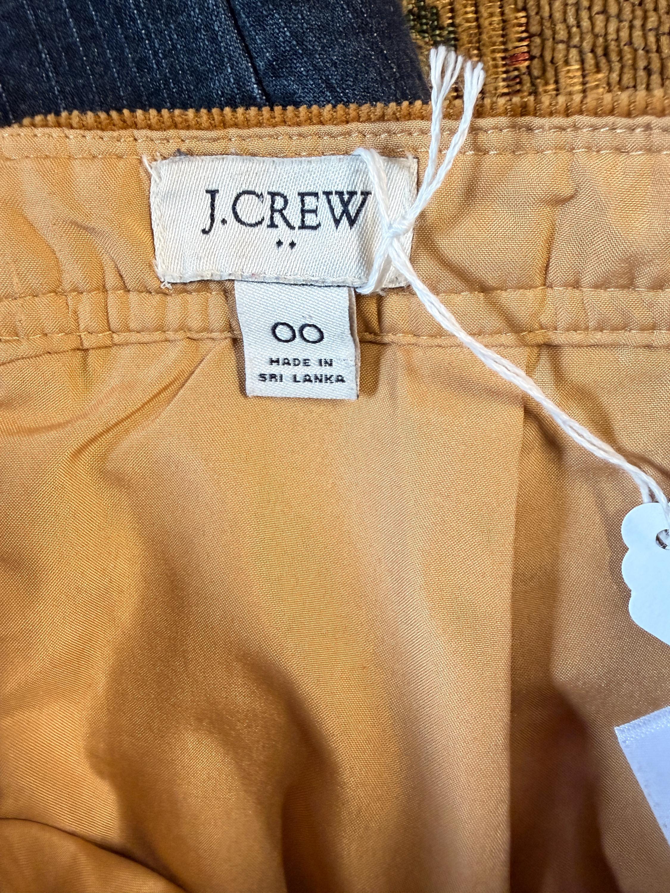 J.Crew Mustard Corduroy Mini Skirt Size 00 Button Front Fall Skirt NWT