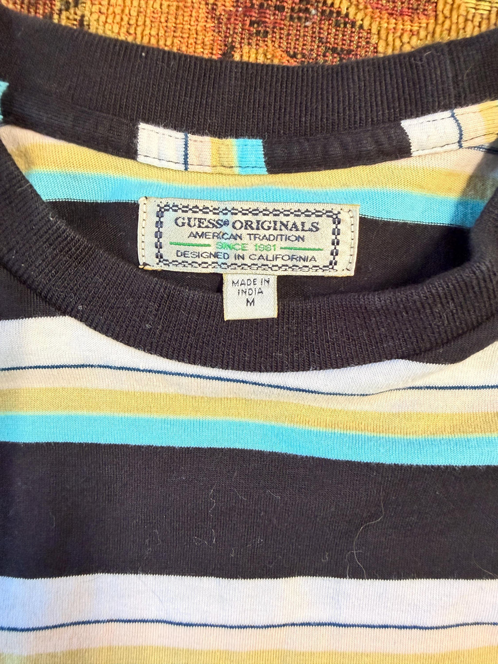 Guess Originals Striped Logo T-Shirt Size Medium