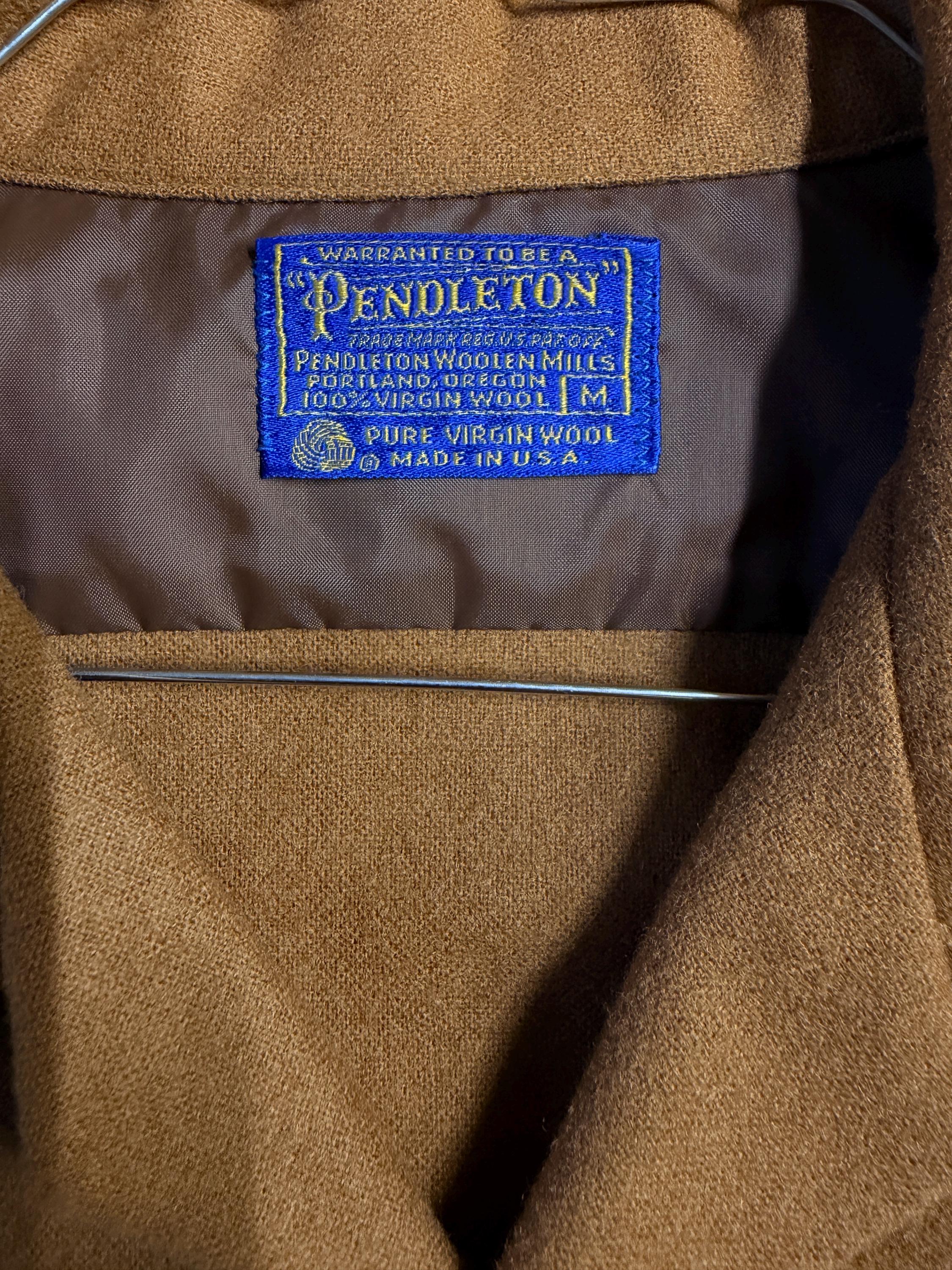 Vintage Pendleton Virgin Wool Board Shirt | Camel Brown Made USA Medium