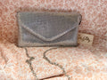 Estee & Lilly Silver Mesh Evening Clutch Purse NWT Metallic Chain Strap Formal Wedding Handbag