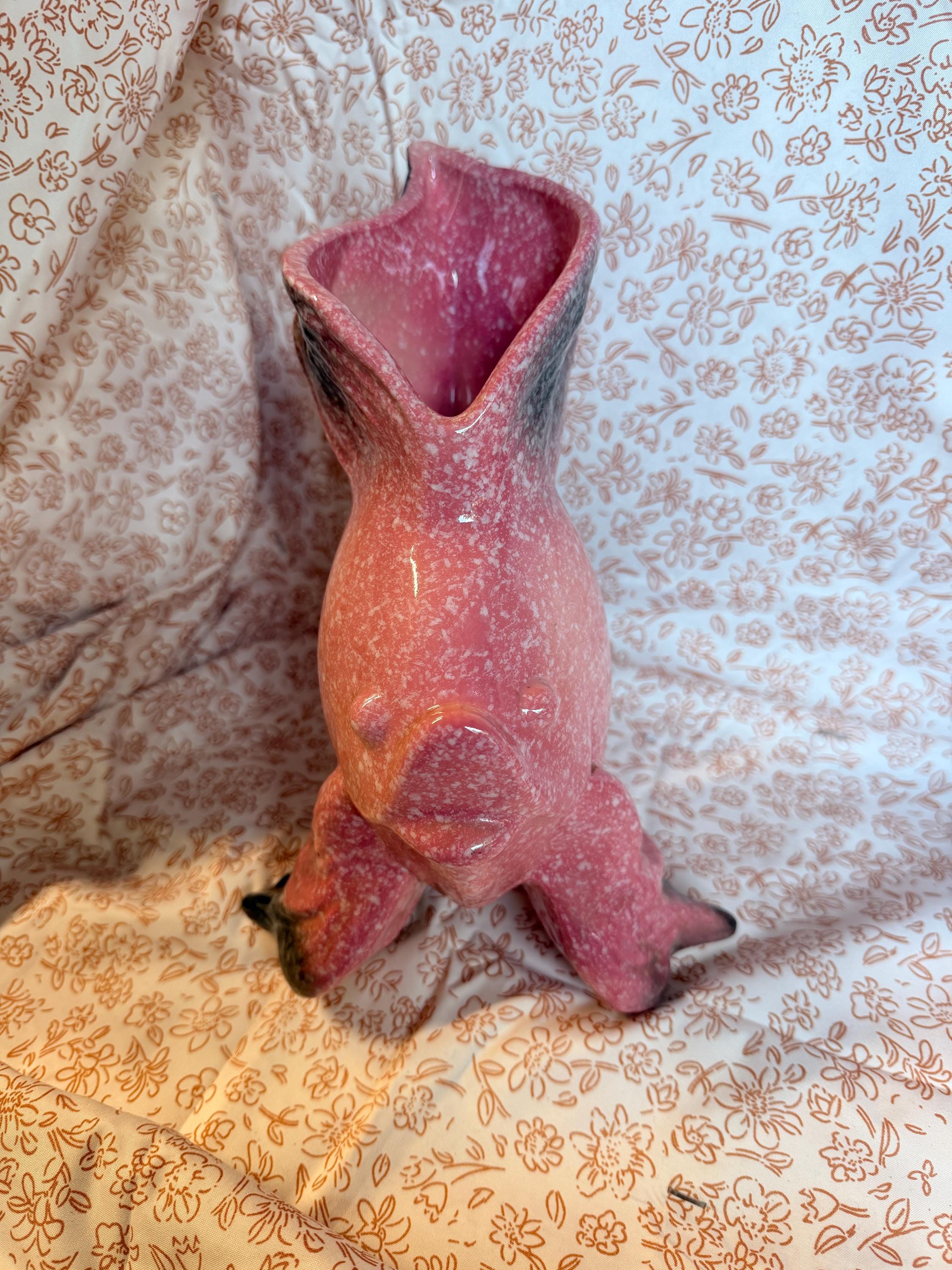 Vintage Hull Pottery Ebb Tide Pink Double Planter #406 Art Pottery Mid Century Ceramic Vase