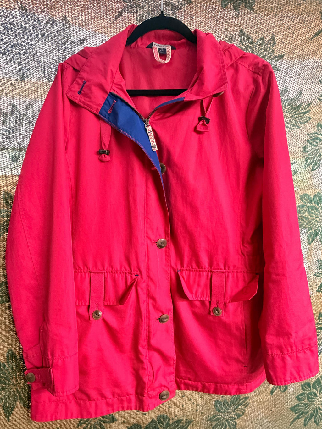 Lands' End Pink Hooded Jacket Women's Medium Lightweight Utility Rain Jacket Size 10 12