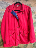 Lands' End Pink Hooded Jacket Women's Medium Lightweight Utility Rain Jacket Size 10 12