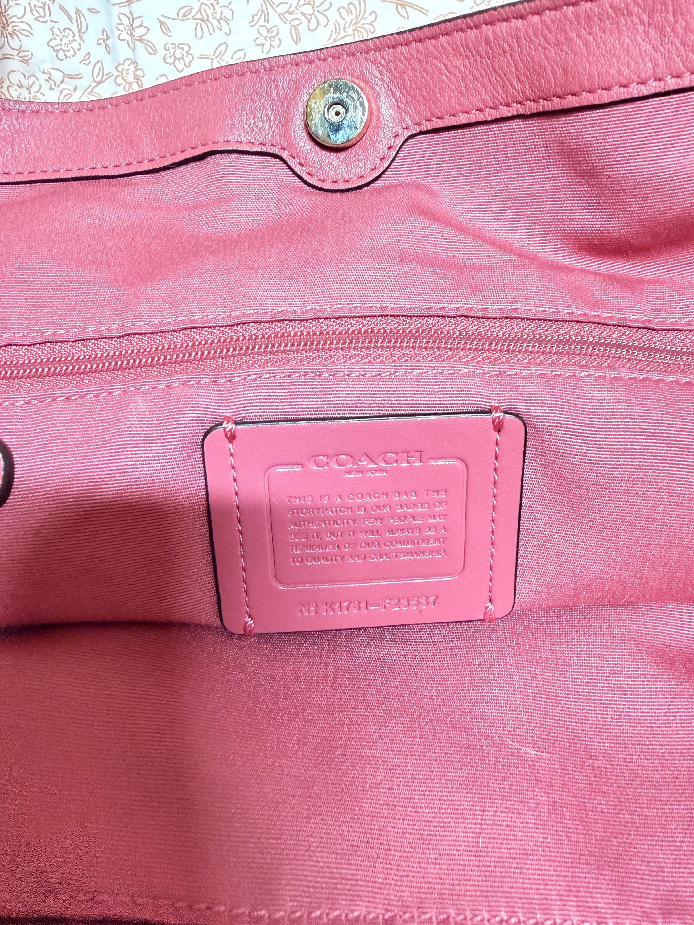 Coach Pink Pebbled Leather Crossbody Shoulder Bag Convertible Tote Purse F35837