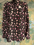 Black Floral Button Front Blouse