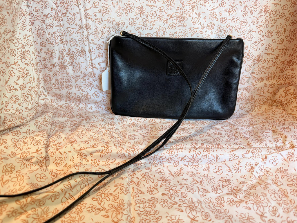 Vintage Anne Klein Black Crossbody Clutch Purse Minimalist Evening Bag