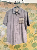 On The Byas Chambray Button Front Shirt Tribal Pocket Detail Men's Medium
