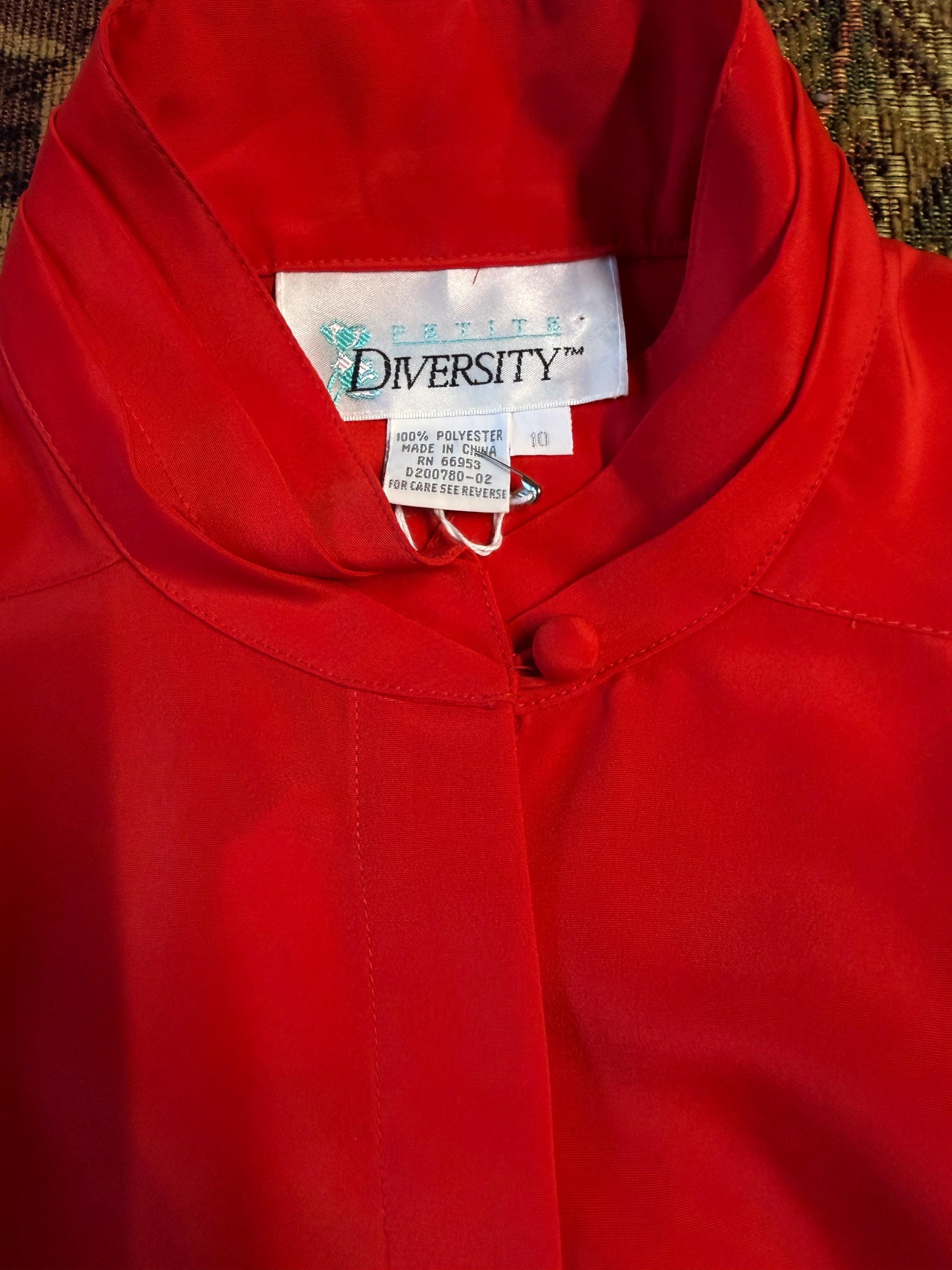 Textile Diversity Red Mandarin Collar Blouse