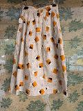 Handmade Vintage Geometric Print Midi Skirt Orange Gray Abstract Retro Skirt