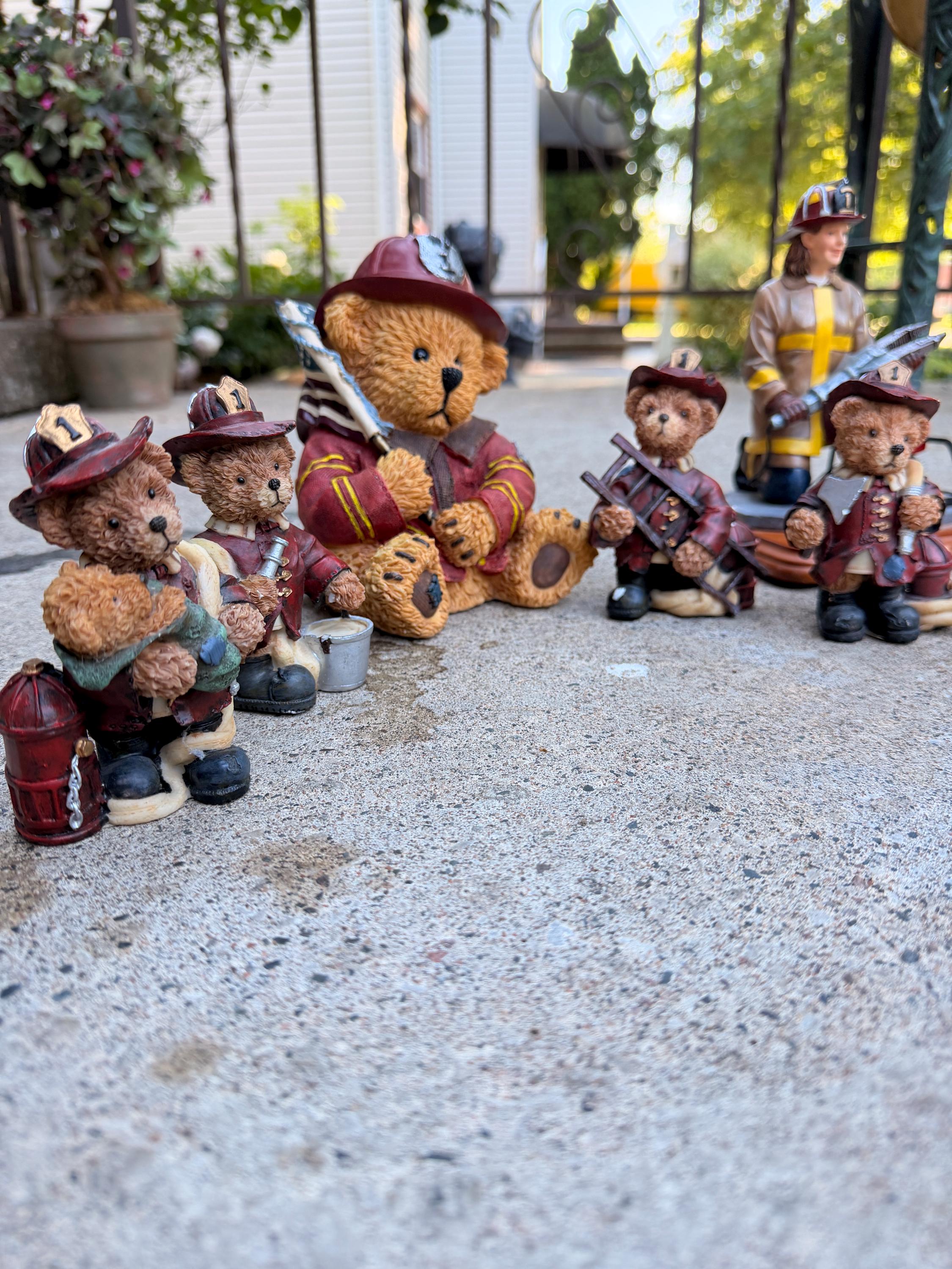 Vintage Firefighter Collectible Lot | Vanmark Red Hats of Courage | Yesterday’s Child Figurines | Fireman Decor Collection | 1990s