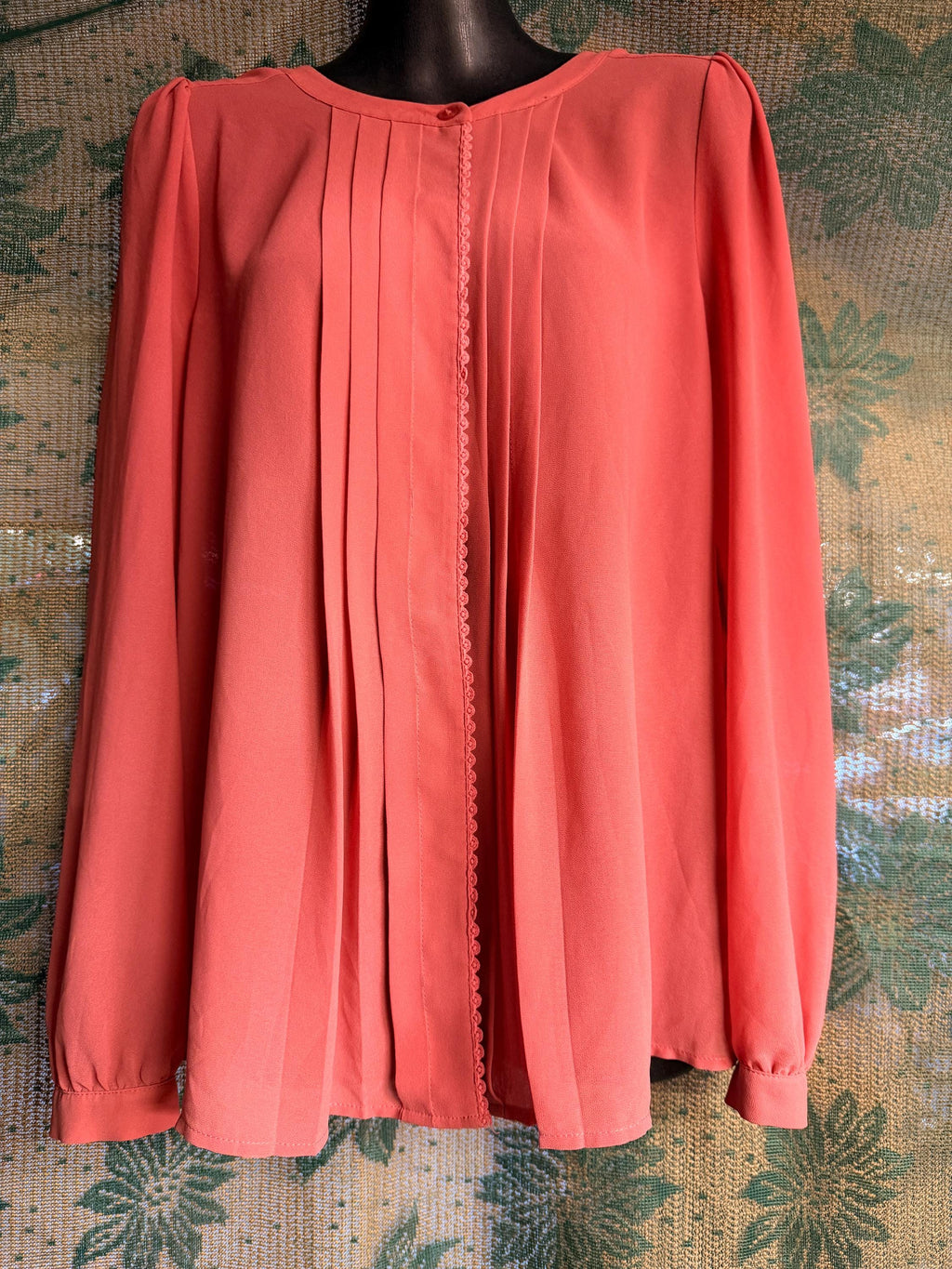 LOFT Coral Pleated Blouse | Feminine Long Sleeve Top, Relaxed Fit