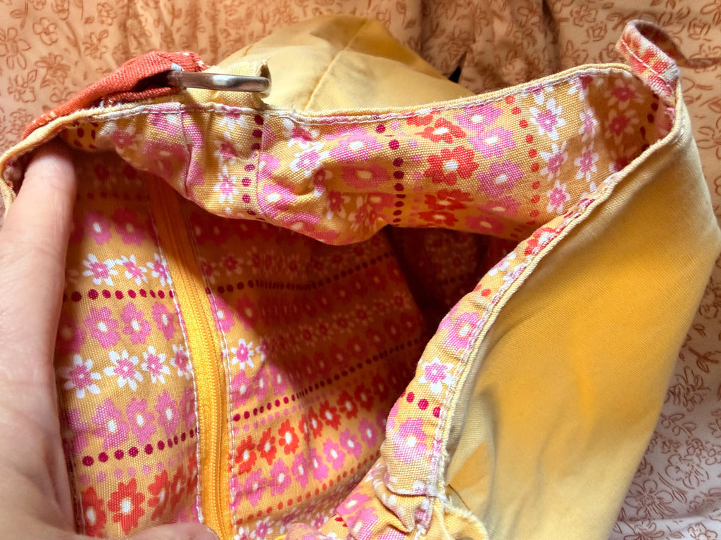 Mustard Yellow Hobo Bag Boho Purse Fabric Shoulder Bag Retro Handbag
