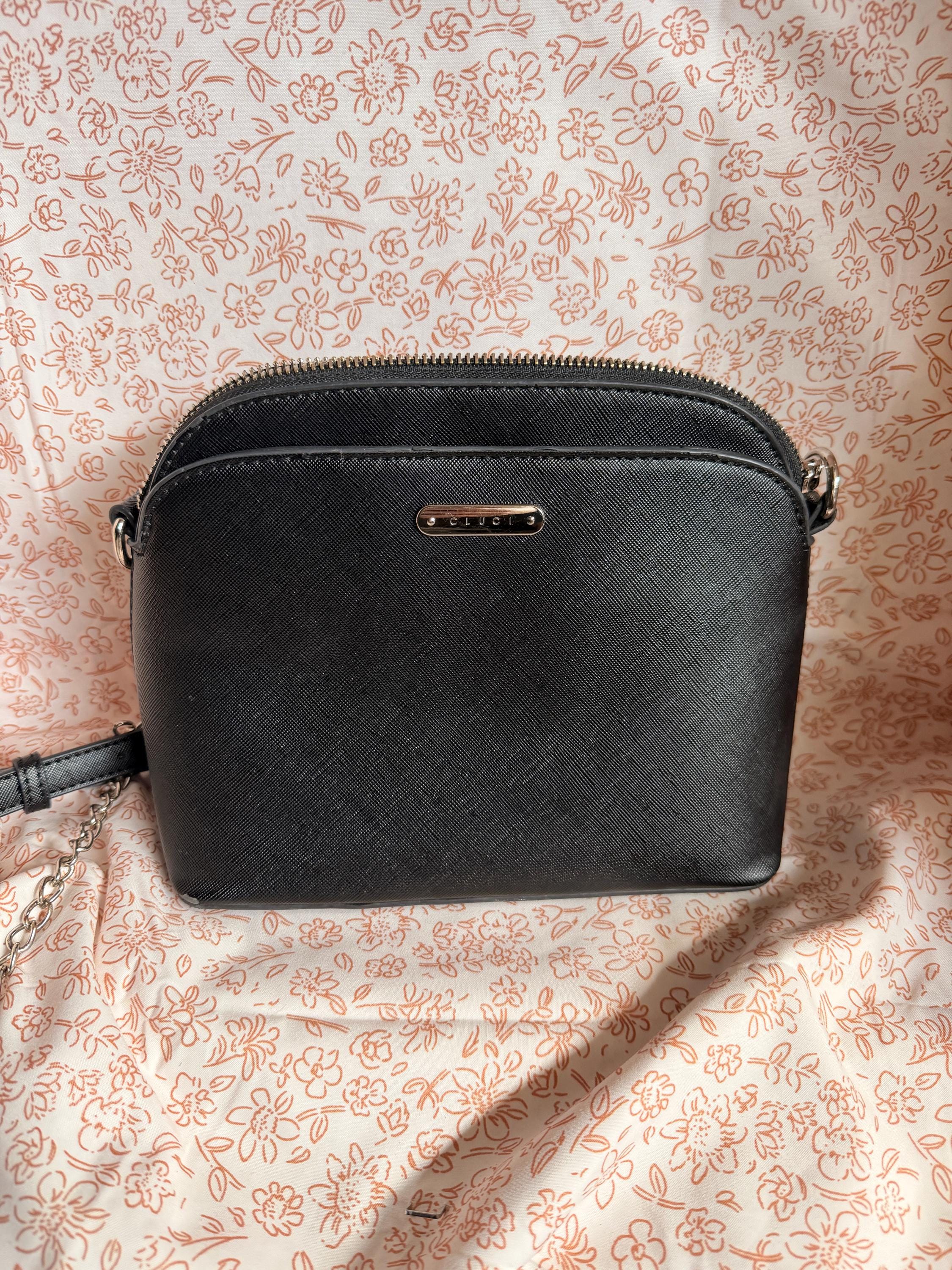 CLUCI Black Crossbody Purse Silver Chain Strap Vegan Leather Handbag