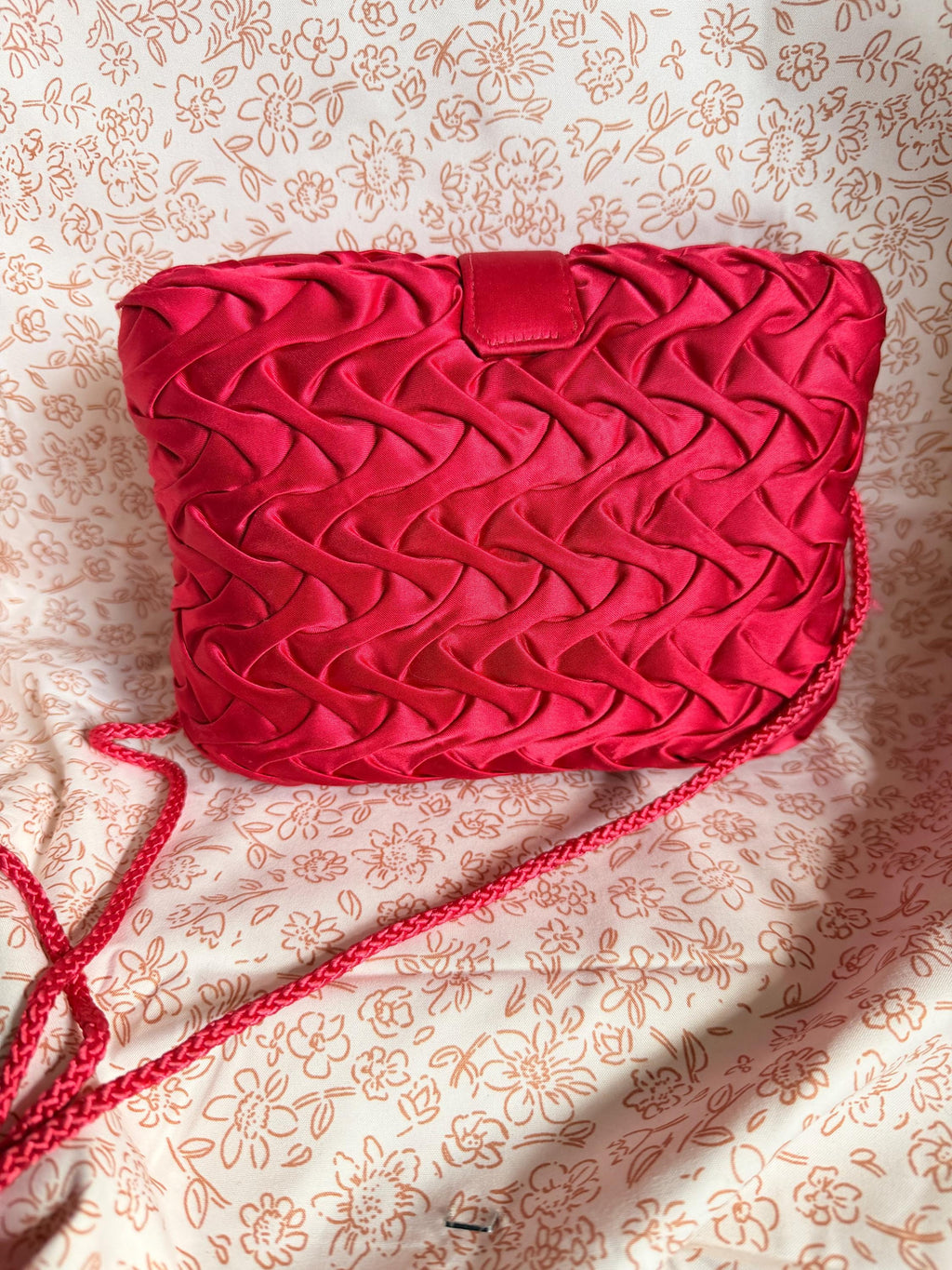 Vintage Shar Mark Las Vegas Nevada Red Satin Evening Bag Rhinestone Accent Clutch Purse
