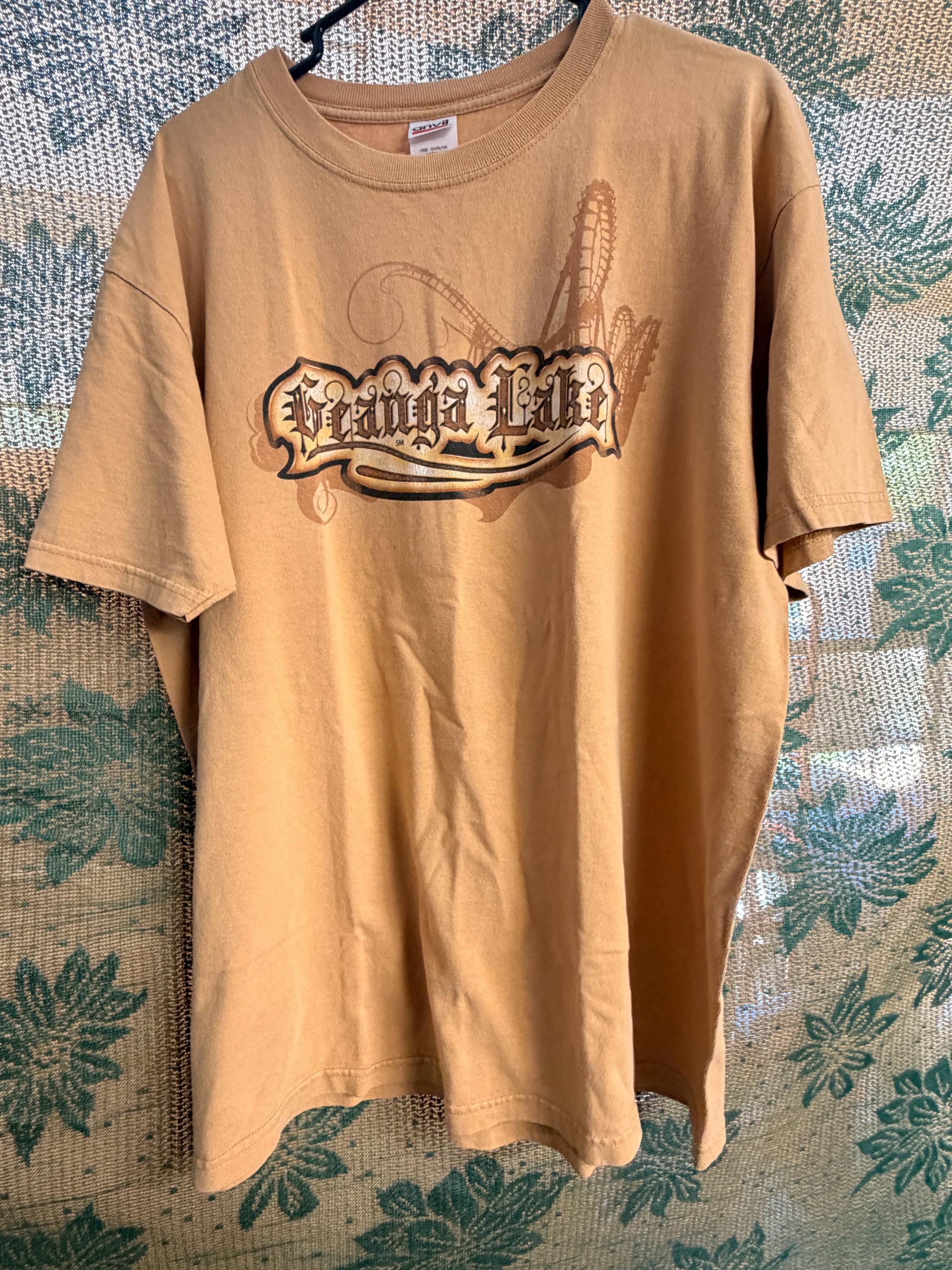Vintage Geauga Lake Roller Coaster T-Shirt Anvil XL Ohio Amusement Park Graphic Tee
