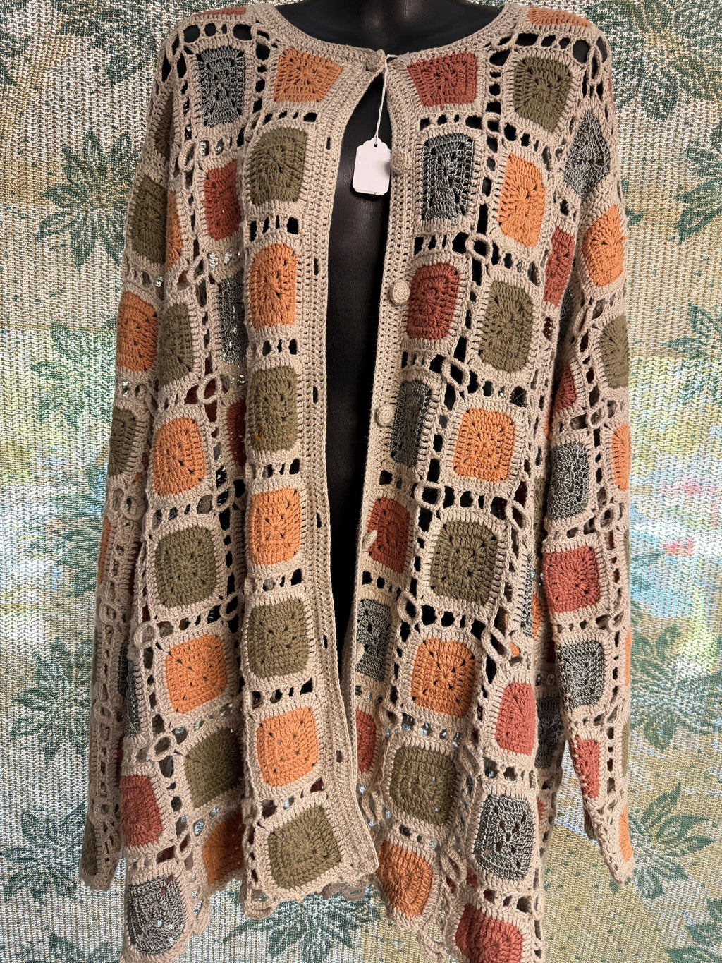 Vintage Maria Christina Hand Knit Crochet Cardigan