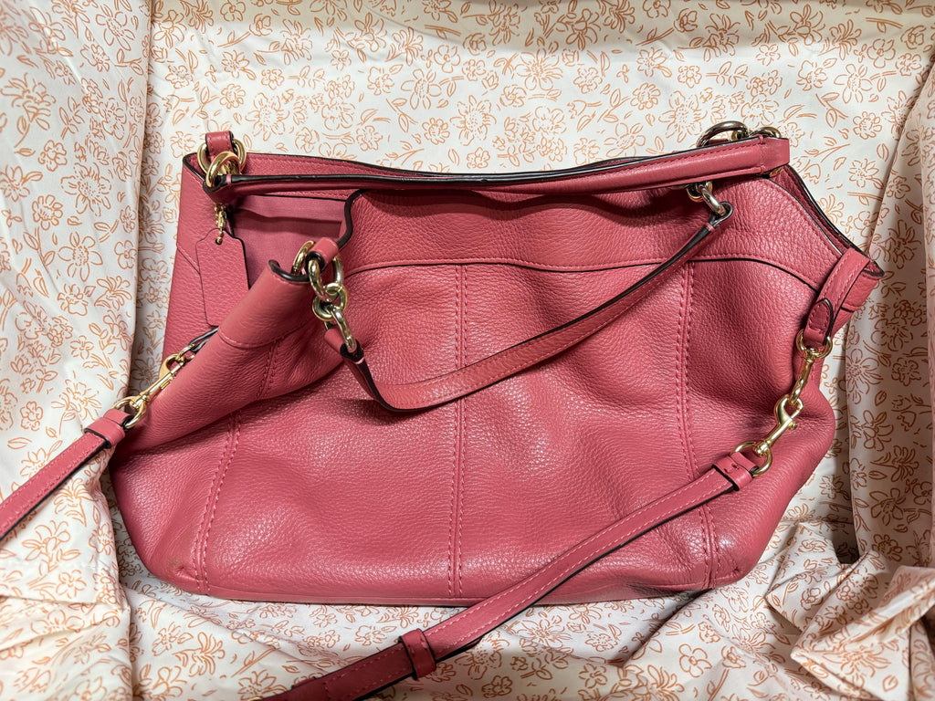 Coach Pink Pebbled Leather Crossbody Shoulder Bag Convertible Tote Purse F35837