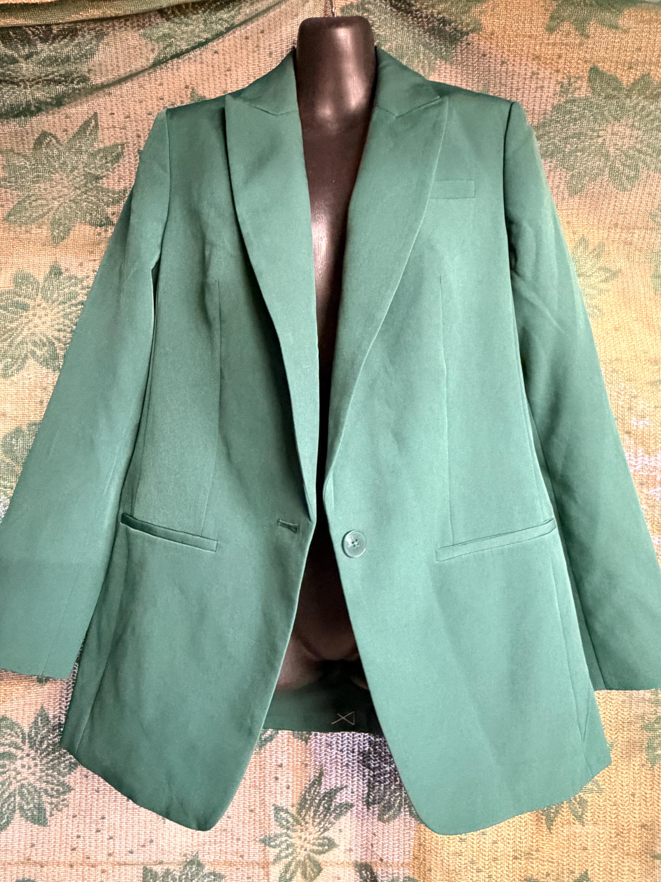 Express Emerald Green Blazer Size Small | Modern Career Jacket | Tailored One Button Blazer