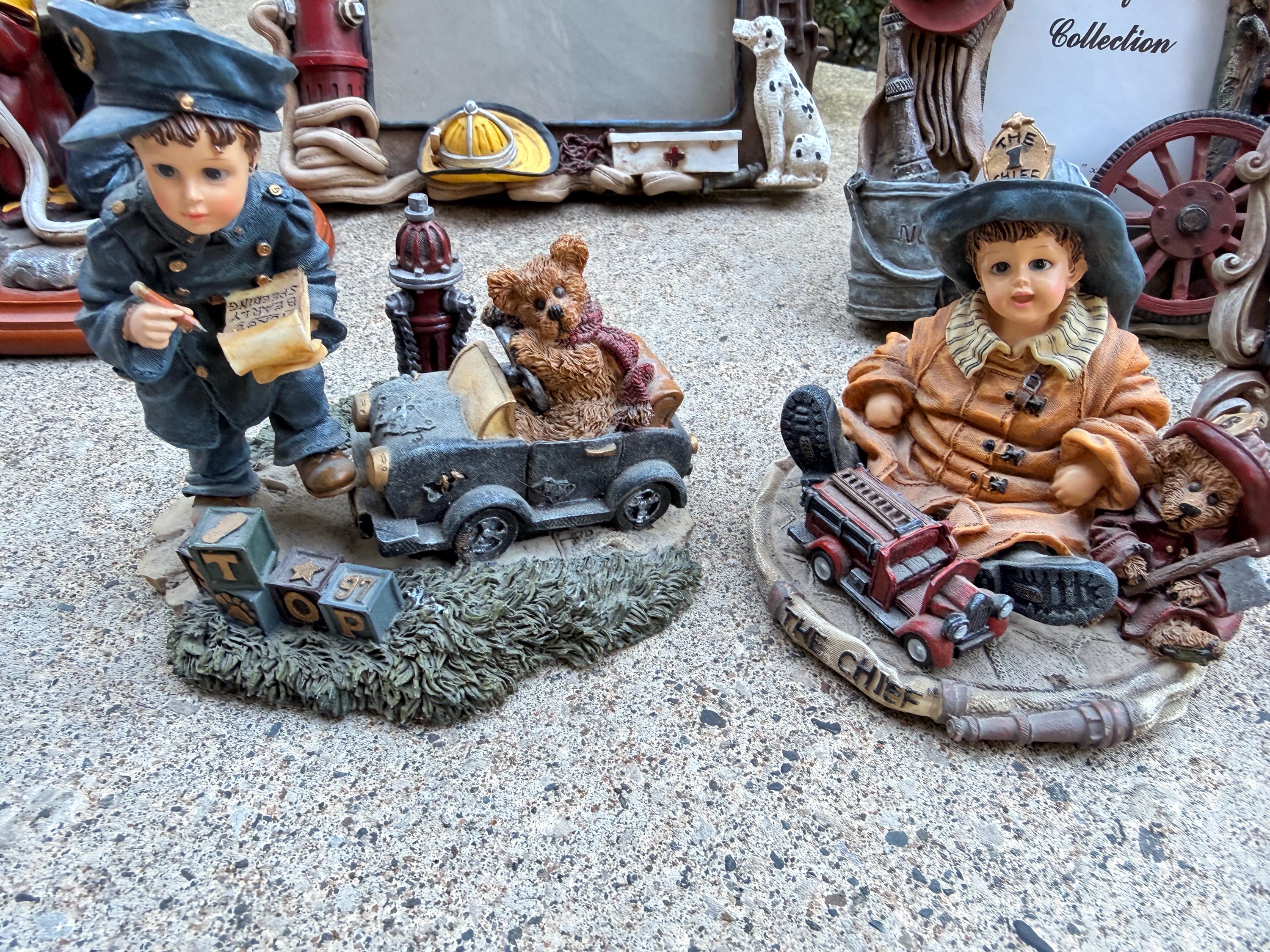 Vintage Firefighter Collectible Lot | Vanmark Red Hats of Courage | Yesterday’s Child Figurines | Fireman Decor Collection | 1990s
