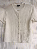 Modern Works White Textured Button Front Top (XS)