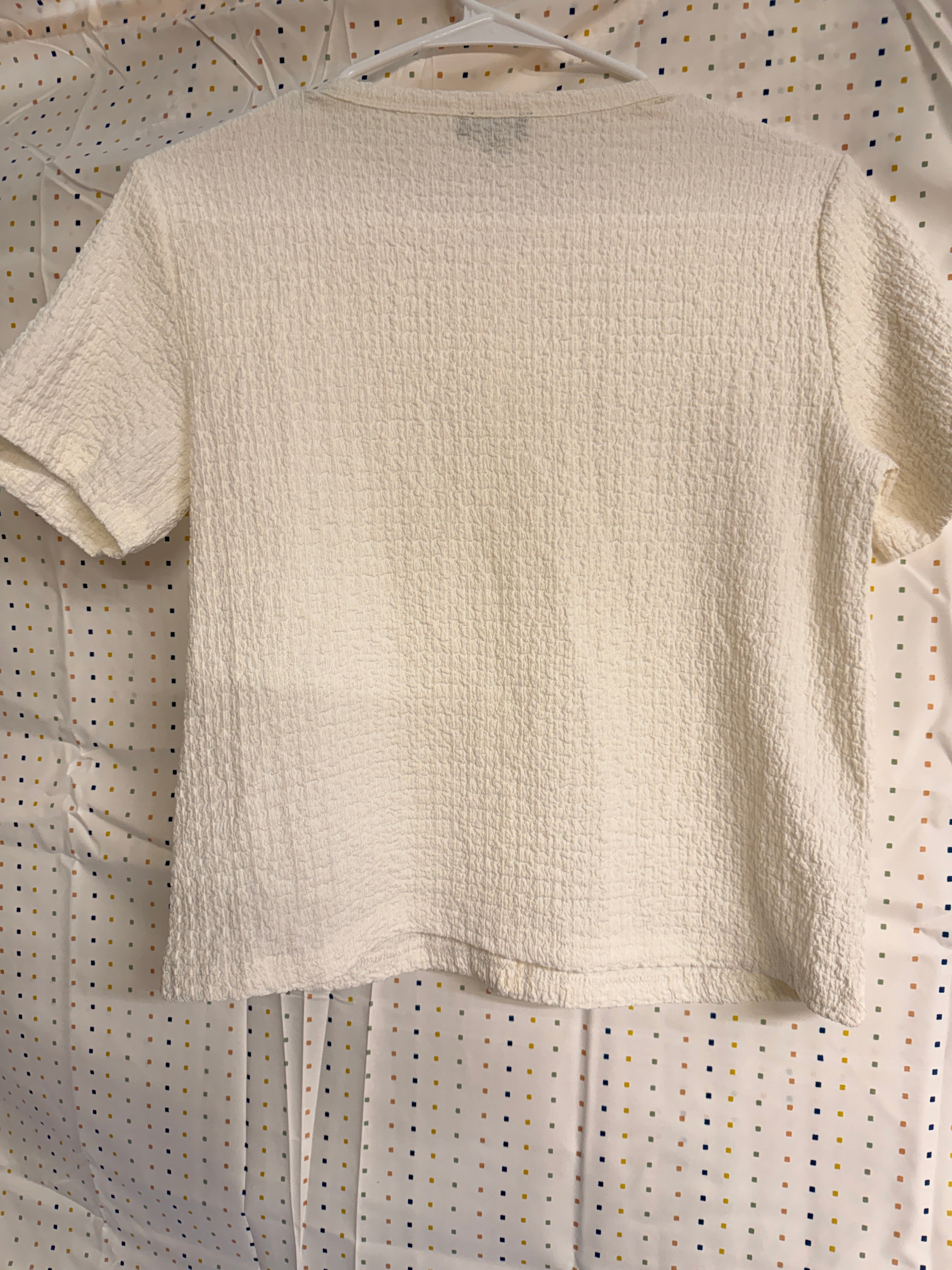 Modern Works White Textured Button Front Top (XS)