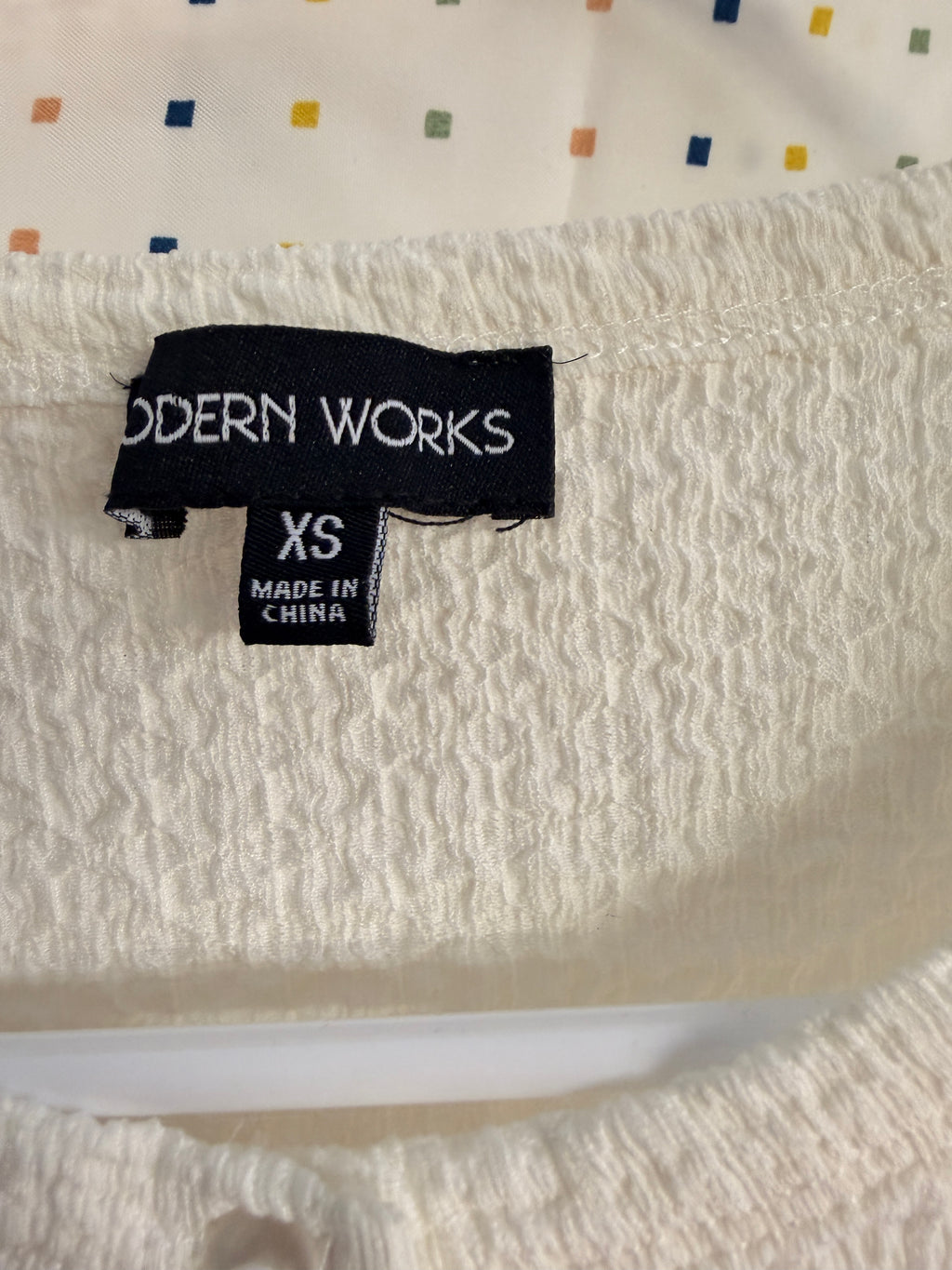 Modern Works White Textured Button Front Top (XS)