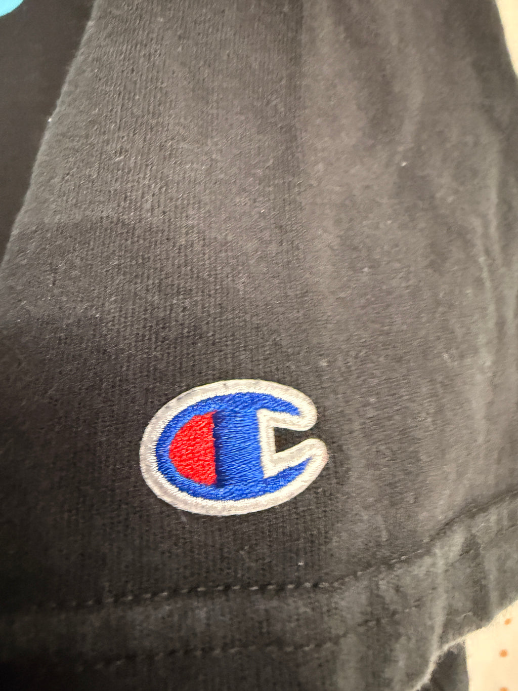 Vintage 90s Champion Script Logo Graphic T Shirt XL Black Blue Pink Single Brand Streetwear Tee
