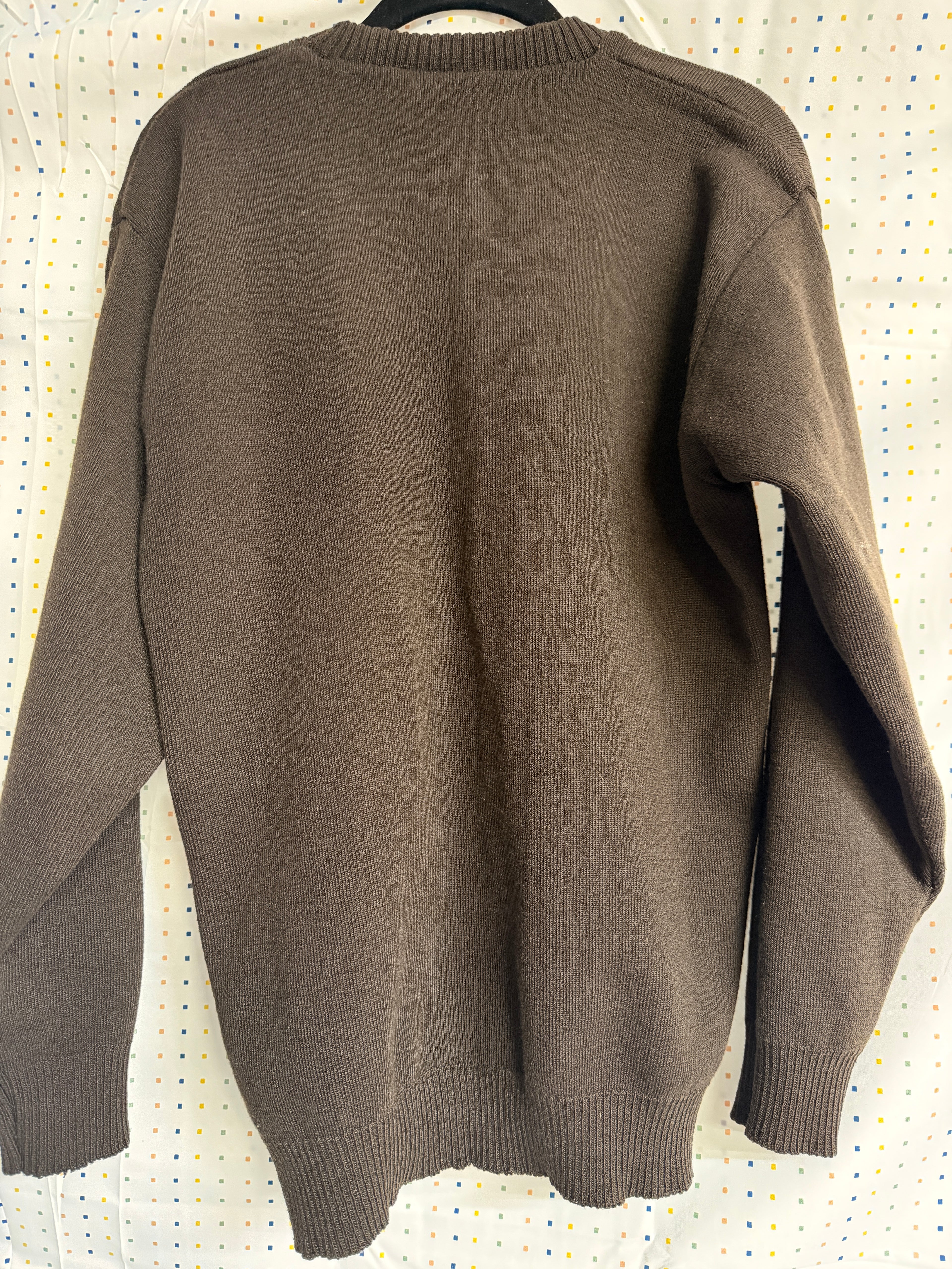 Vintage Raymond Knitwear Brown Cotton Sweater Mens XL Minimalist Crewneck Pullover 1990s Classic Knit