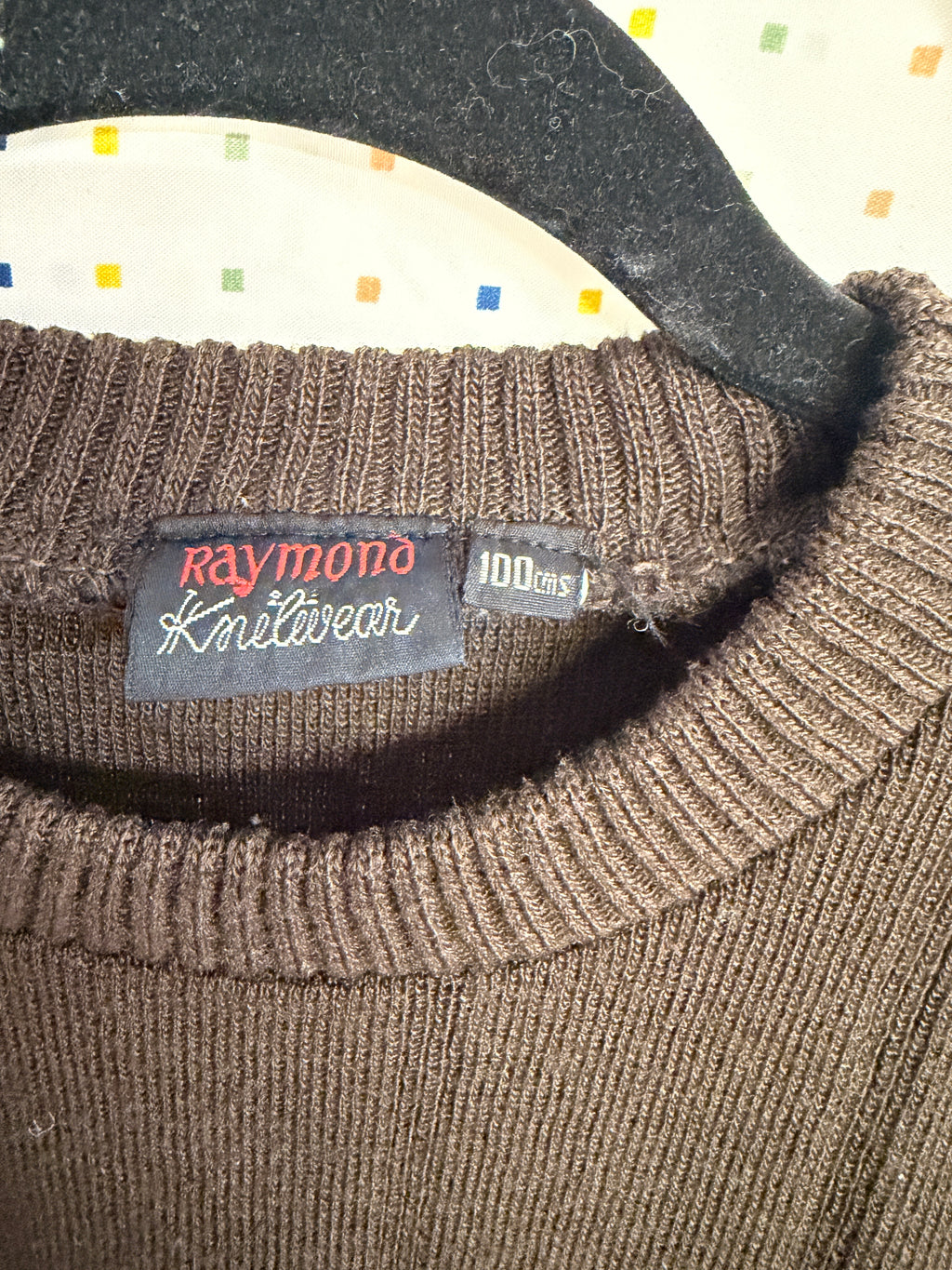 Vintage Raymond Knitwear Brown Cotton Sweater Mens XL Minimalist Crewneck Pullover 1990s Classic Knit