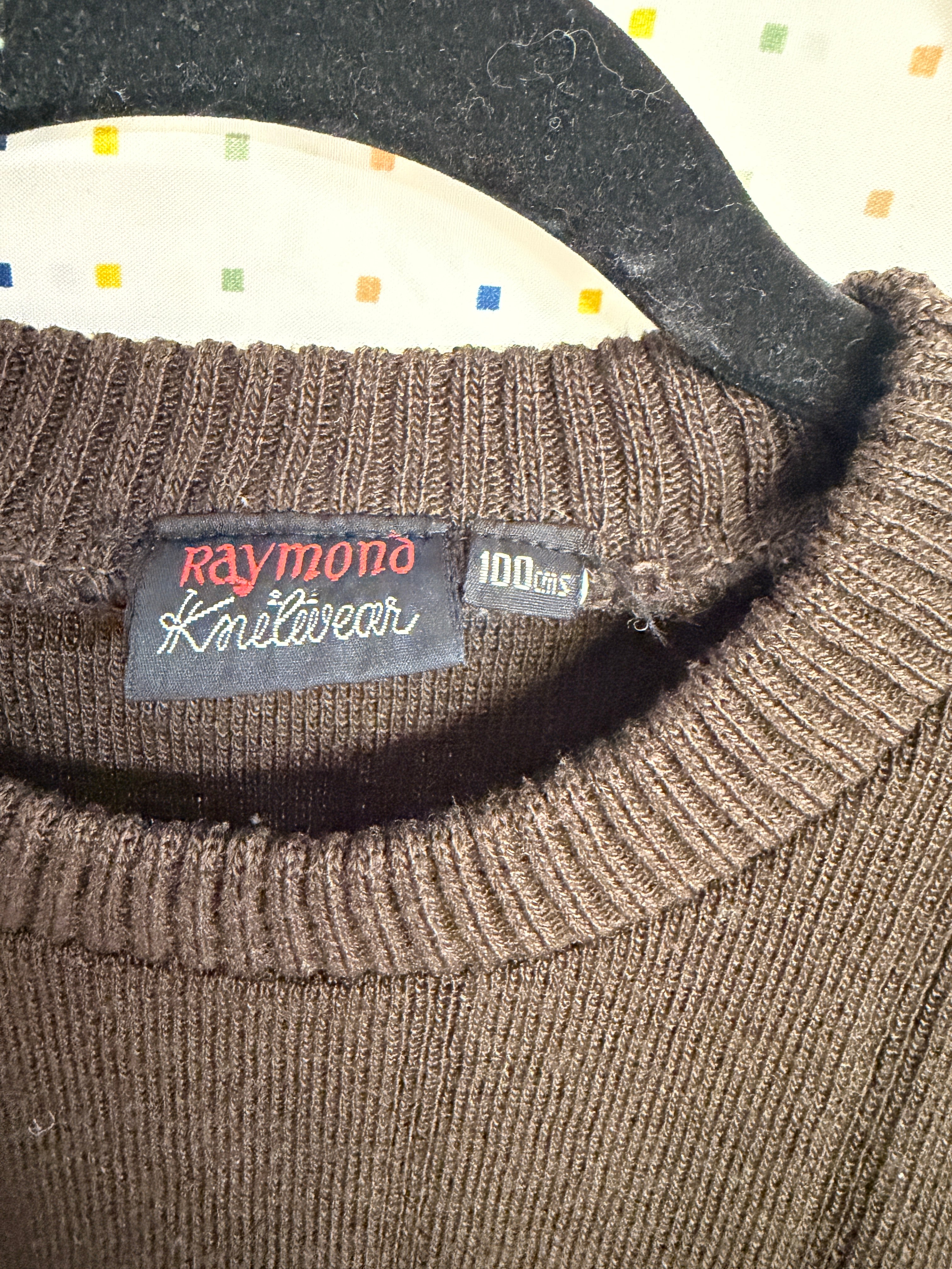 Vintage Raymond Knitwear Brown Cotton Sweater Mens XL Minimalist Crewneck Pullover 1990s Classic Knit