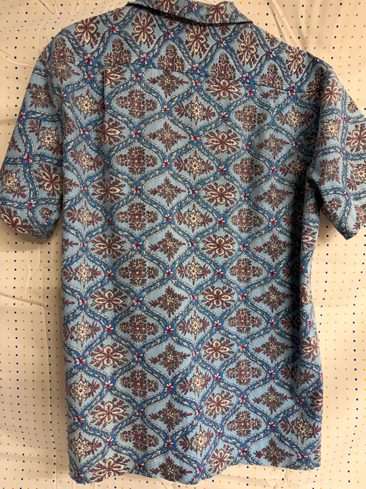 Vintage Kai Nani Hawaiian Shirt Made in Hawaii USA Blue Floral Tropical Button Front Aloha Shirt Retro Resort Wear