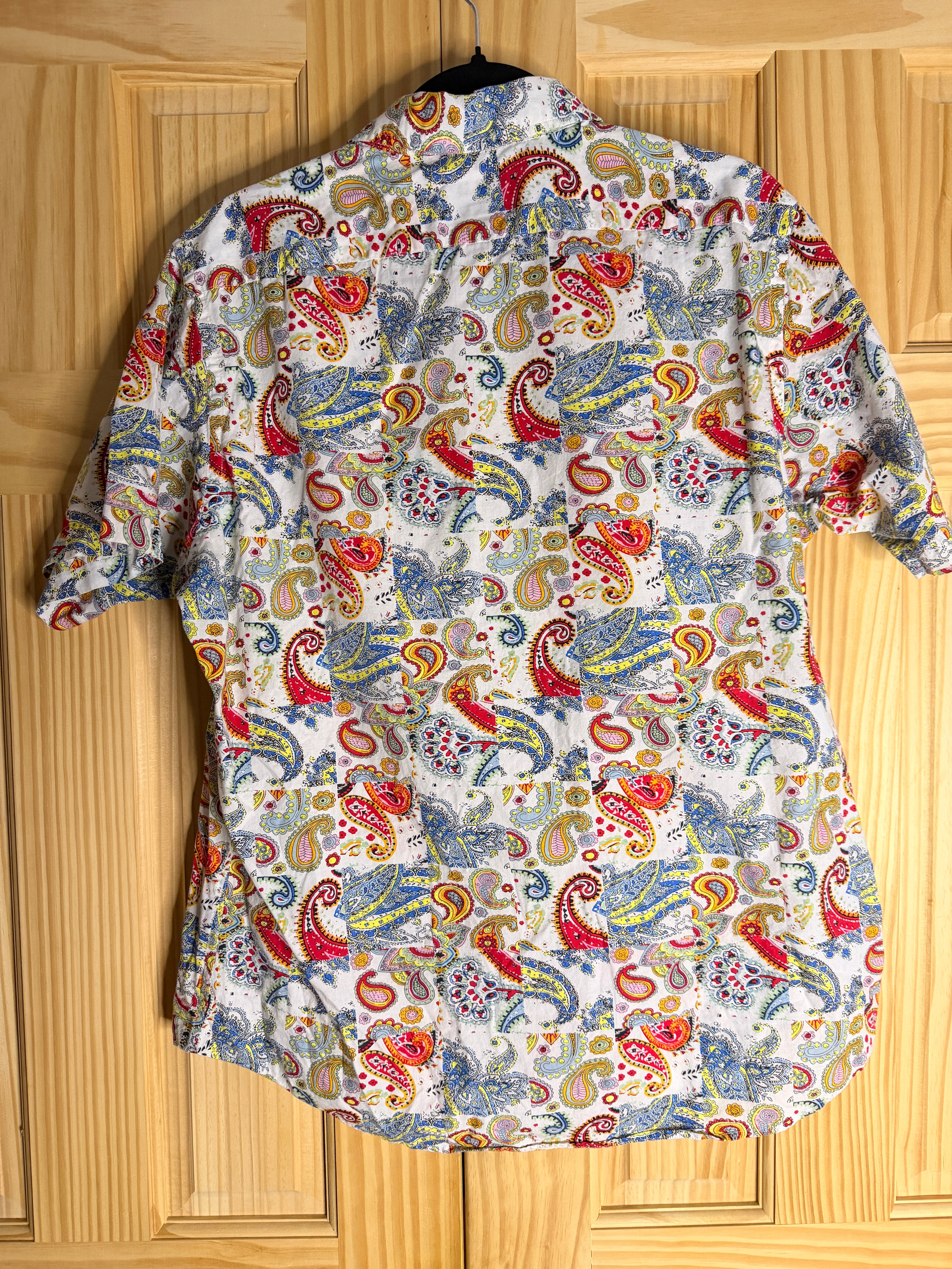 Cremieux Paisley Button Up Shirt Mens Large Colorful Cotton Short Sleeve Coastal Prep