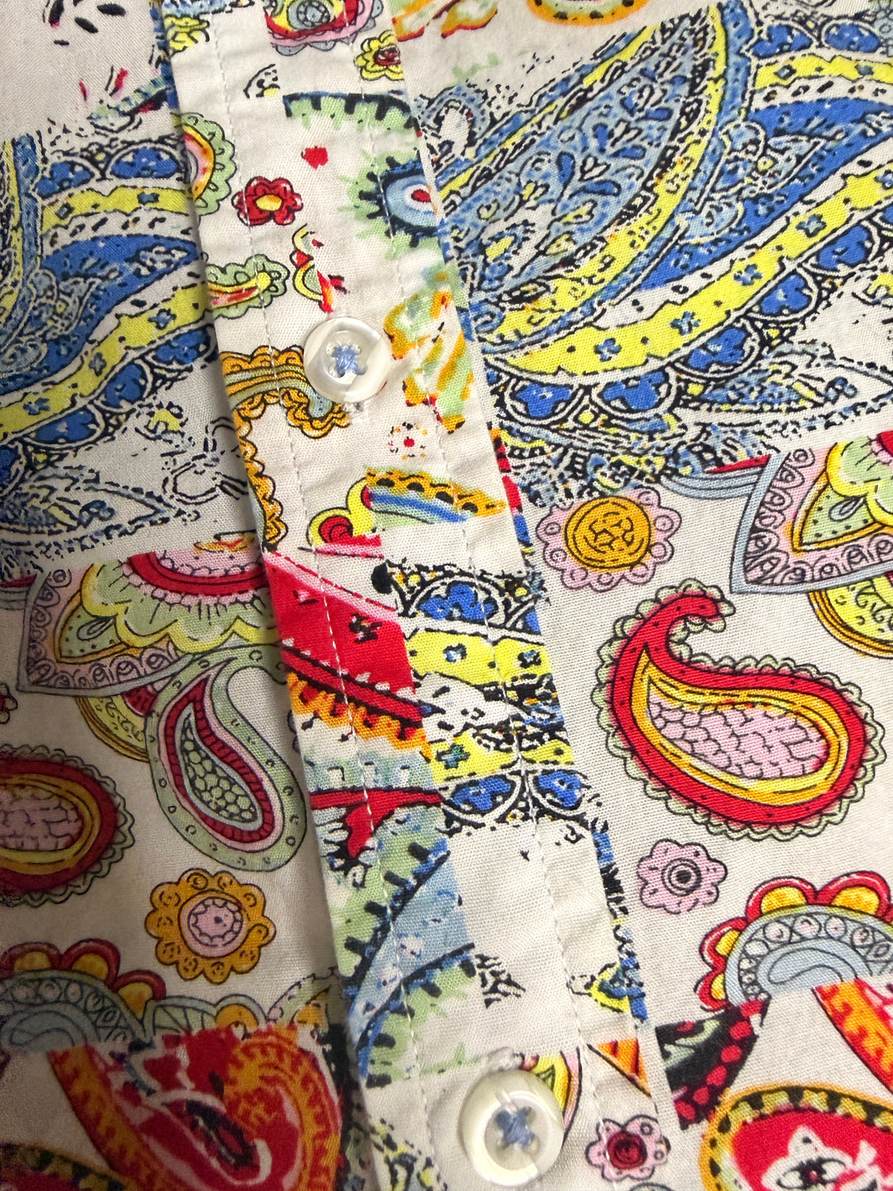 Cremieux Paisley Button Up Shirt Mens Large Colorful Cotton Short Sleeve Coastal Prep