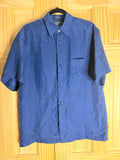 Vintage Crazy Horse 100% Silk Blue Textured Button Up Shirt Mens Medium