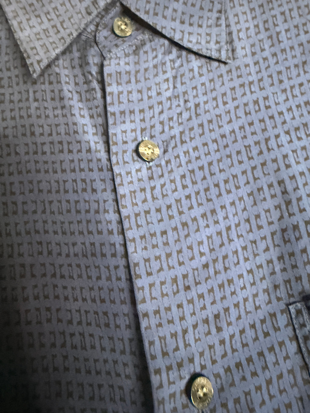 Vintage Crazy Horse 100% Silk Blue Textured Button Up Shirt Mens Medium