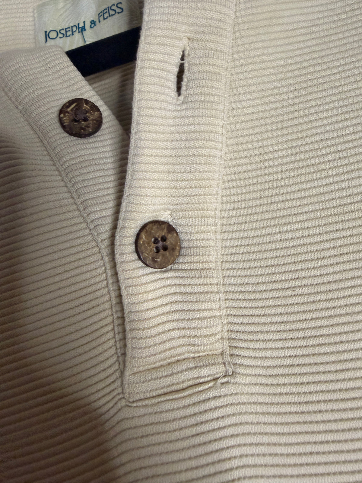 Vintage Joseph & Feiss Textured Polo Shirt Beige Short Sleeve Mens XL Minimalist