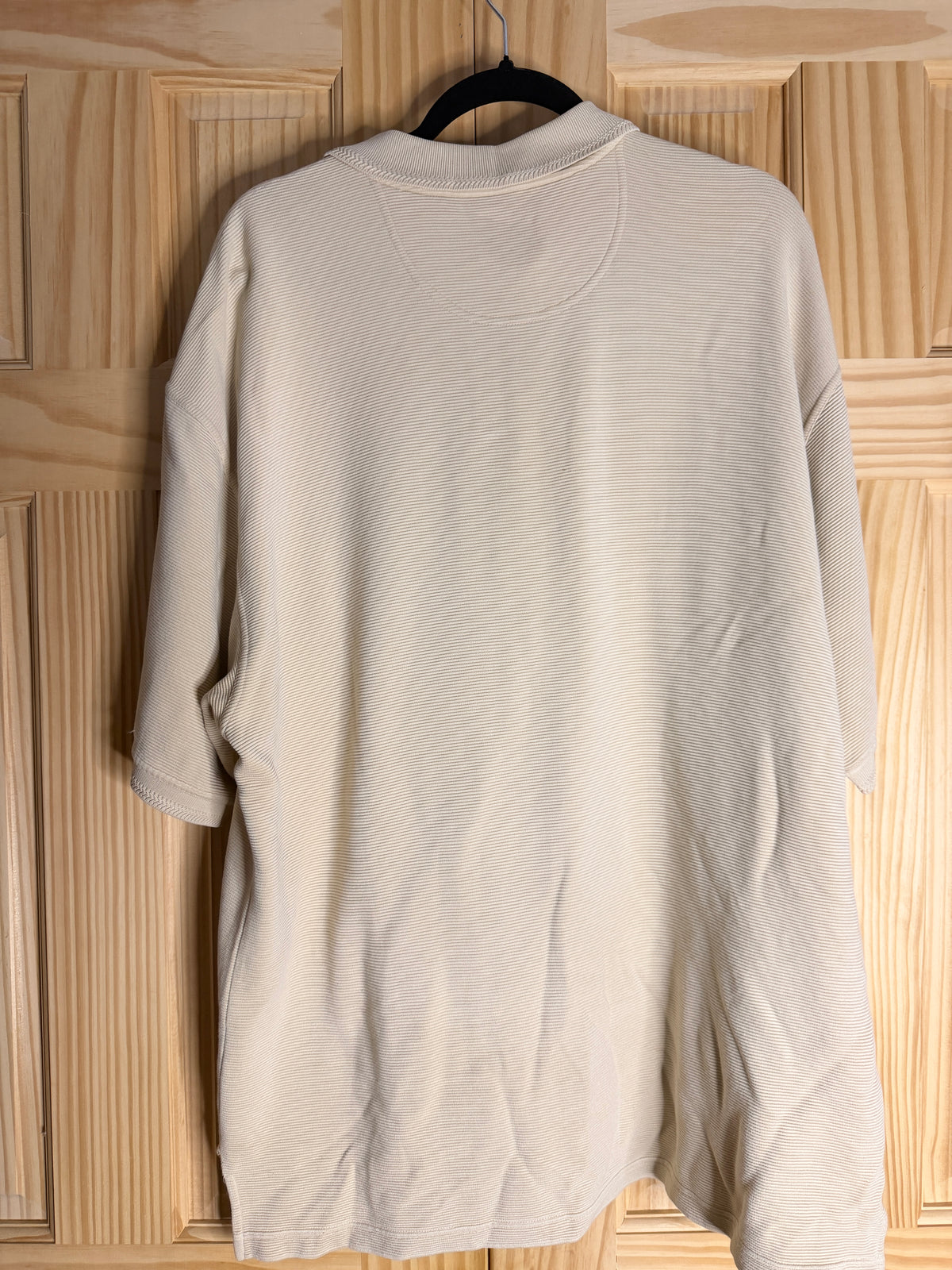 Vintage Joseph & Feiss Textured Polo Shirt Beige Short Sleeve Mens XL Minimalist