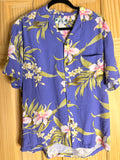 Two Palms Hawaii Floral Hawaiian Shirt Purple Orchid Rayon Aloha Camp Shirt Mens