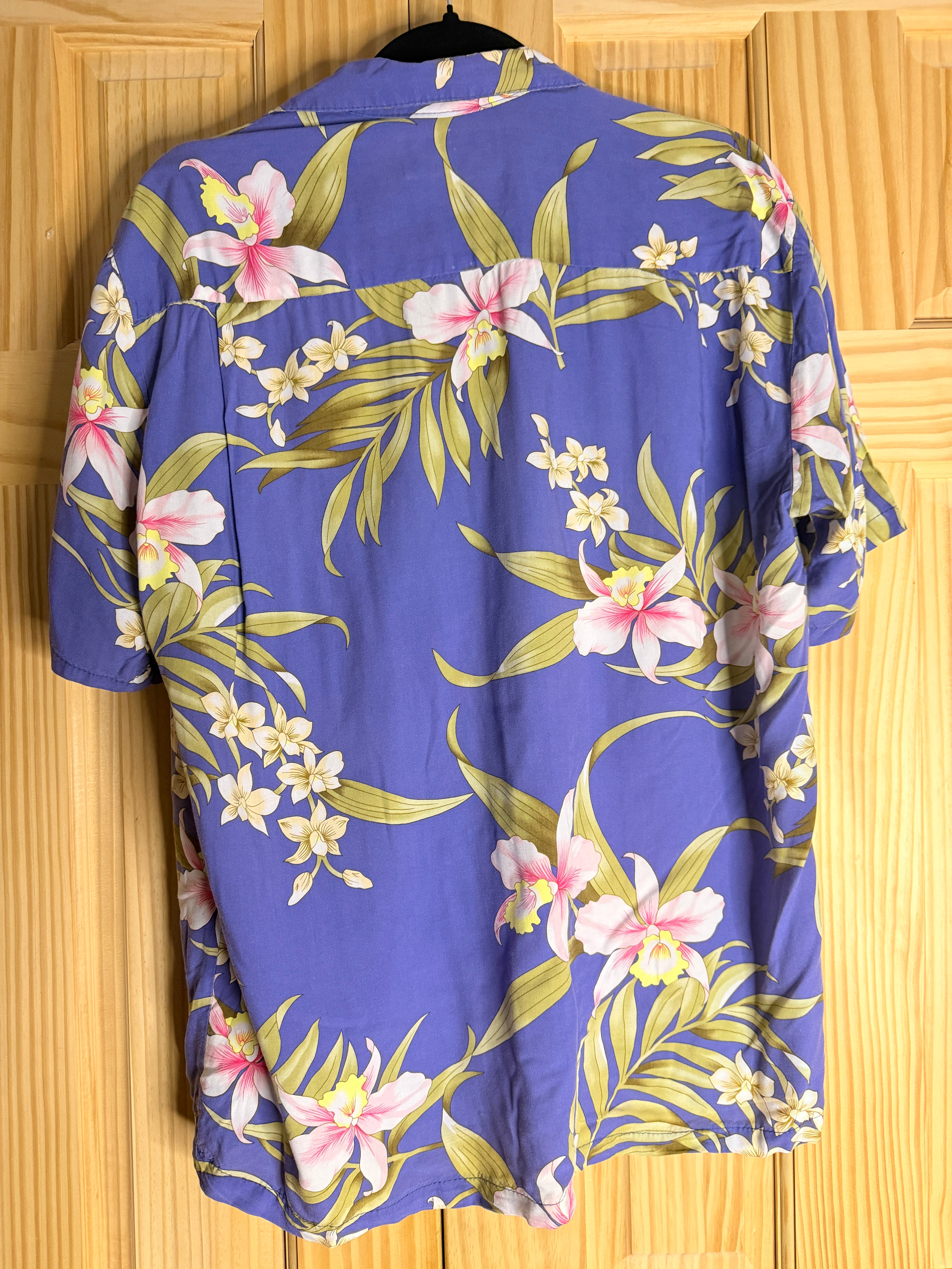 Two Palms Hawaii Floral Hawaiian Shirt Purple Orchid Rayon Aloha Camp Shirt Mens