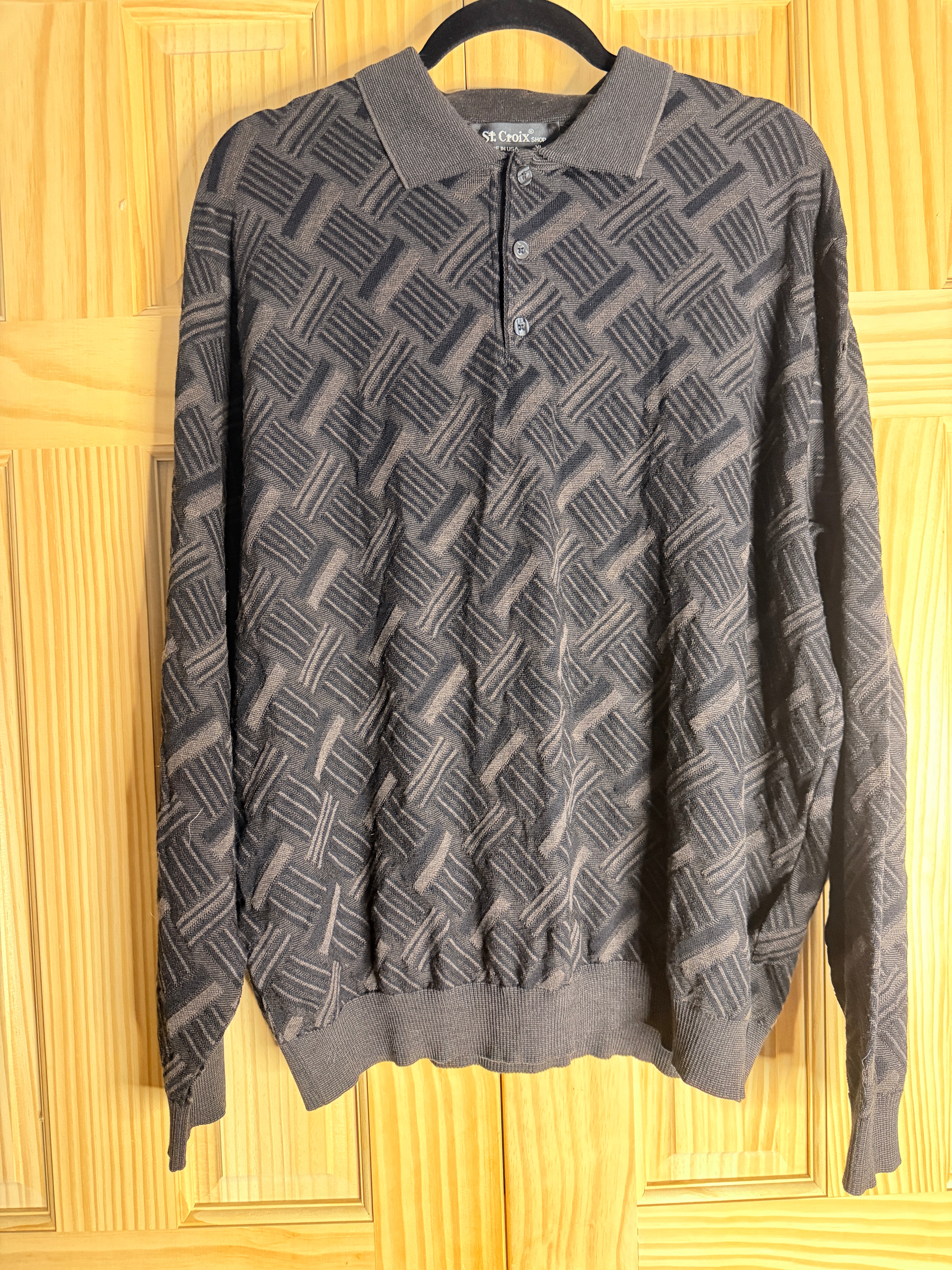 St. Croix Shop USA Knit Long Sleeve Polo