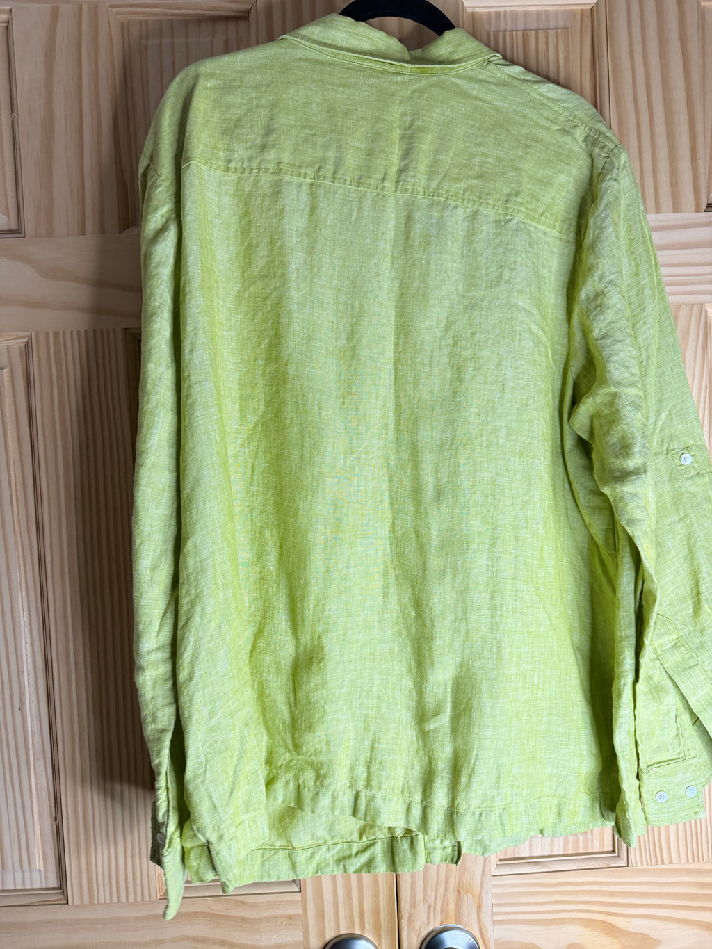 Jones New York 100% Linen Button Front Shirt Lime Green Women's 2X Plus Size
