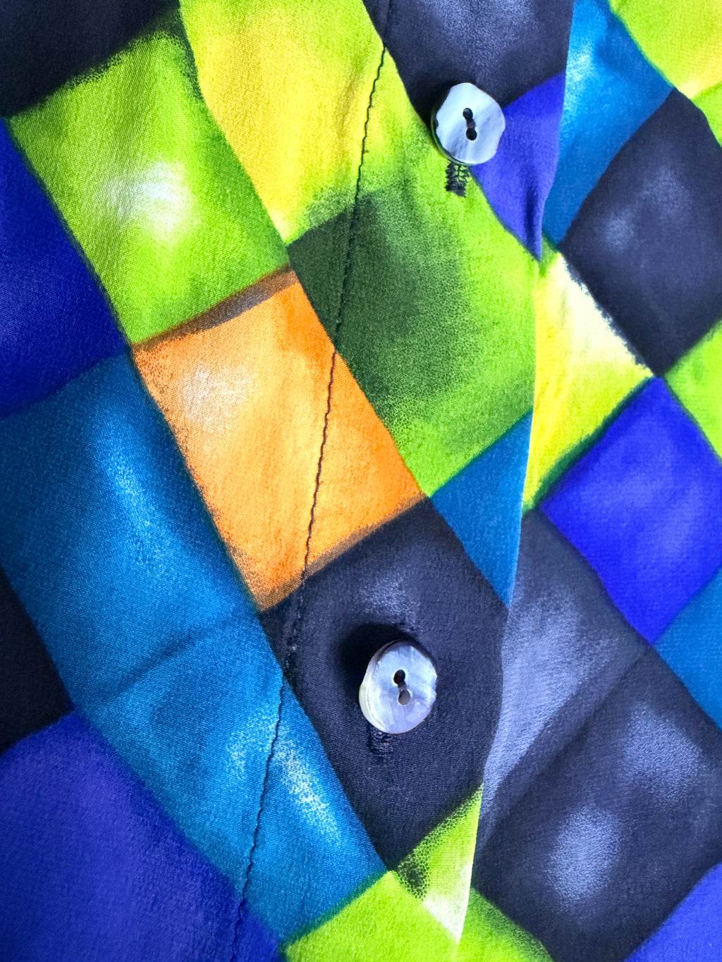 Vintage Dana B. and Karen 100% Silk Abstract Geometric Blouse Women's 16