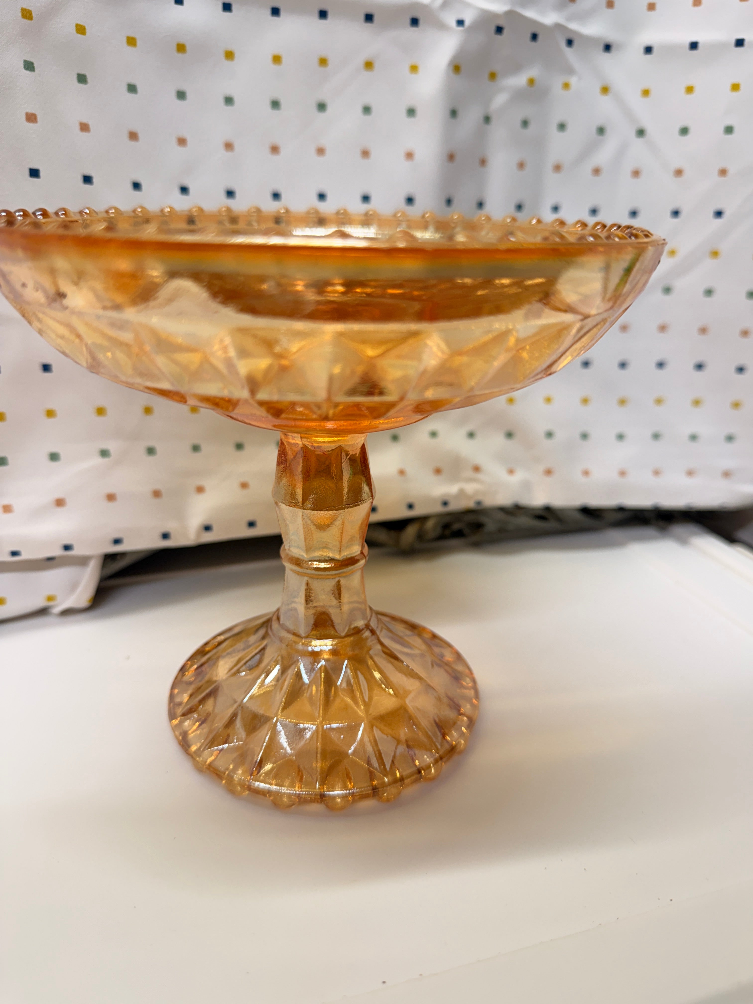 Vintage Amber Carnival Glass Serving Set | Leaf Divided Relish Dish, Footed Compote, Bowl & Mug | Mid Century Glass Collection | 4 Pieces