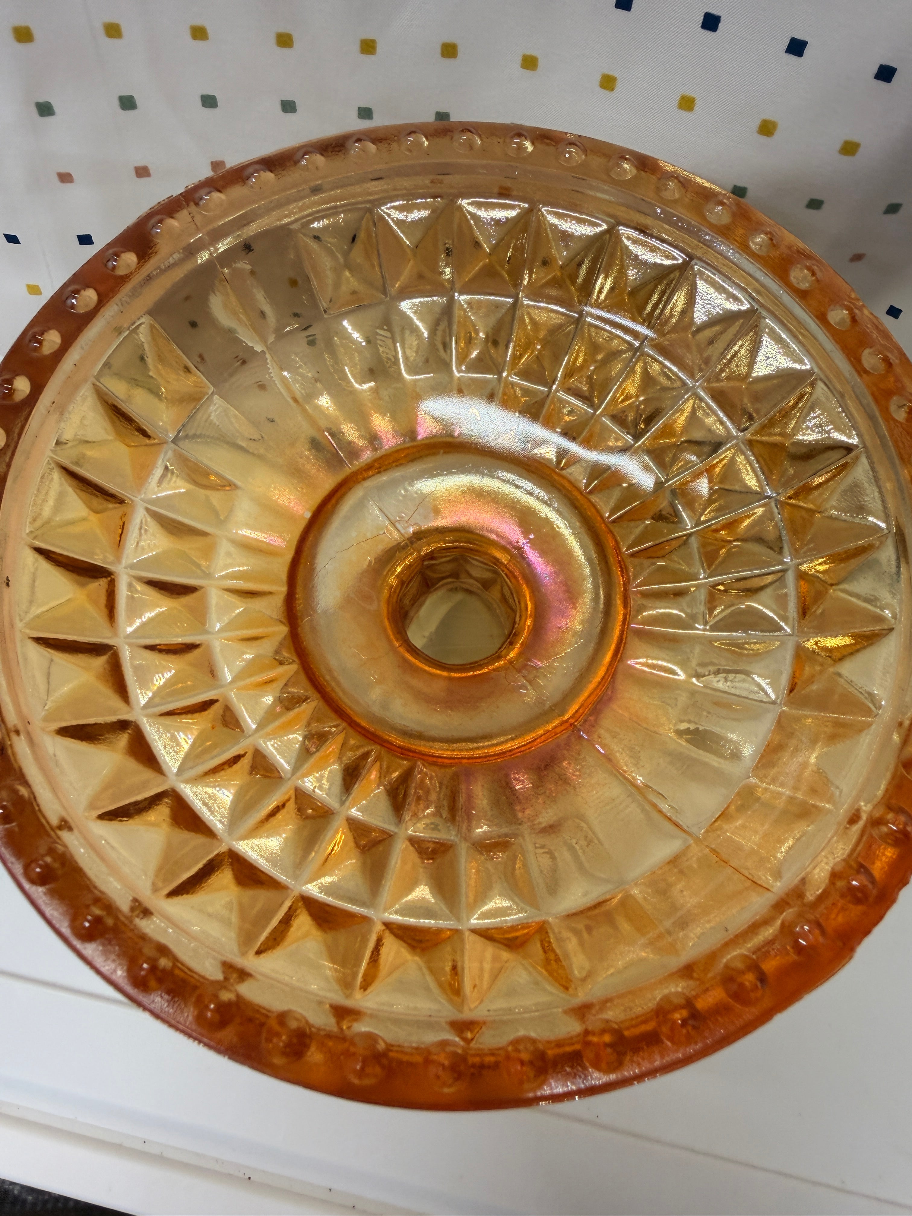 Vintage Amber Carnival Glass Serving Set | Leaf Divided Relish Dish, Footed Compote, Bowl & Mug | Mid Century Glass Collection | 4 Pieces